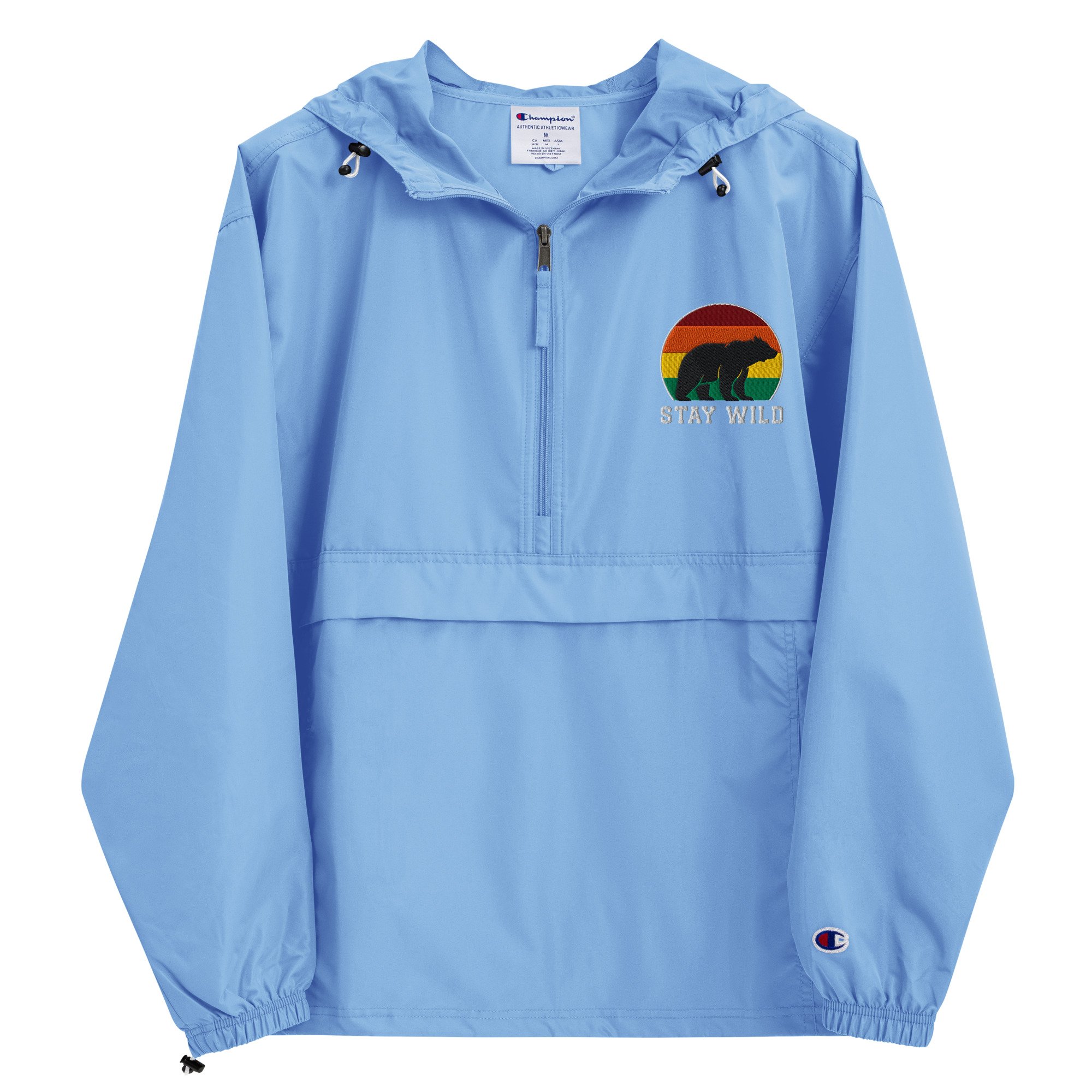 Stay Wild Bear Embroidered Champion Packable Jacket