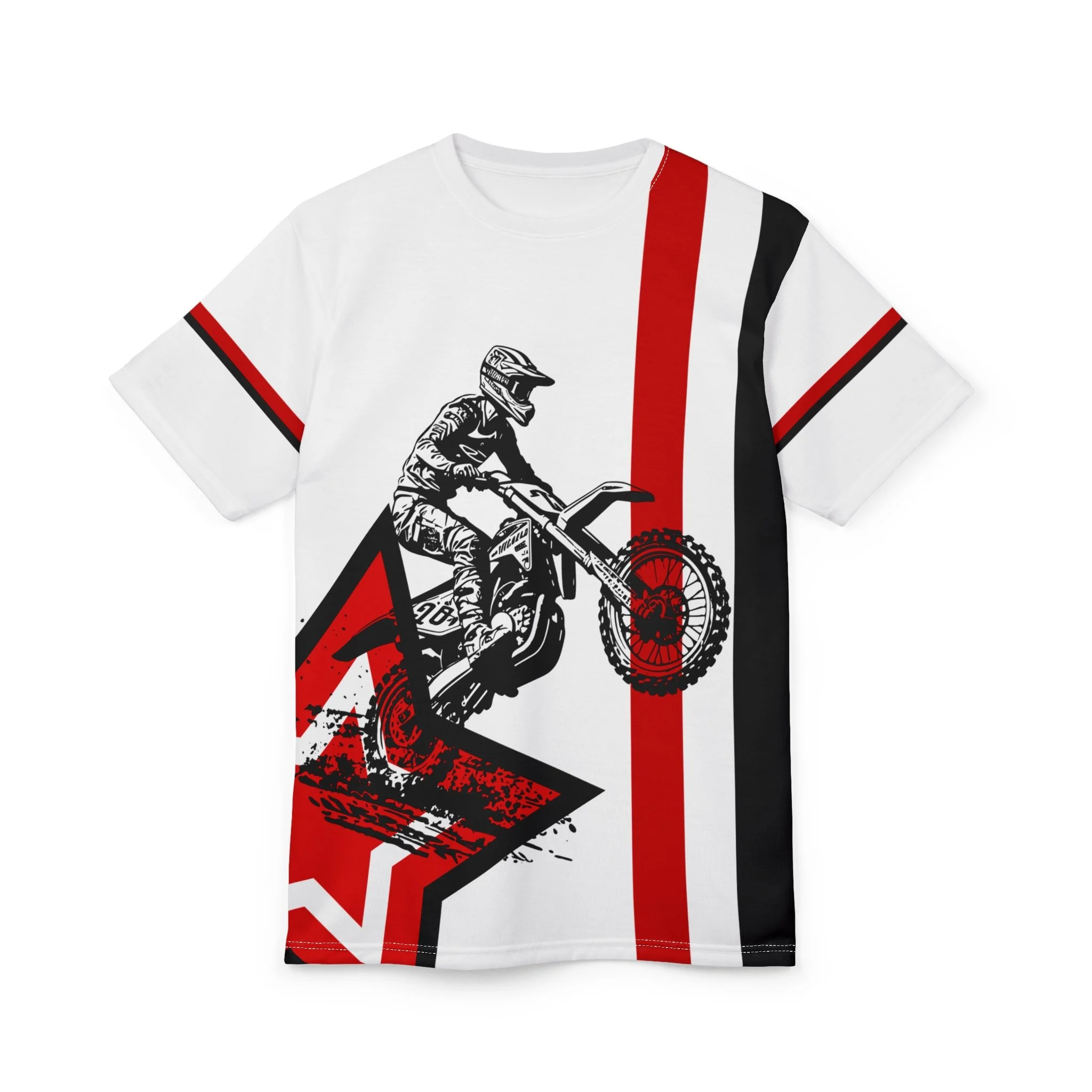 Motocross Red Star Stripes Streetwear Tee