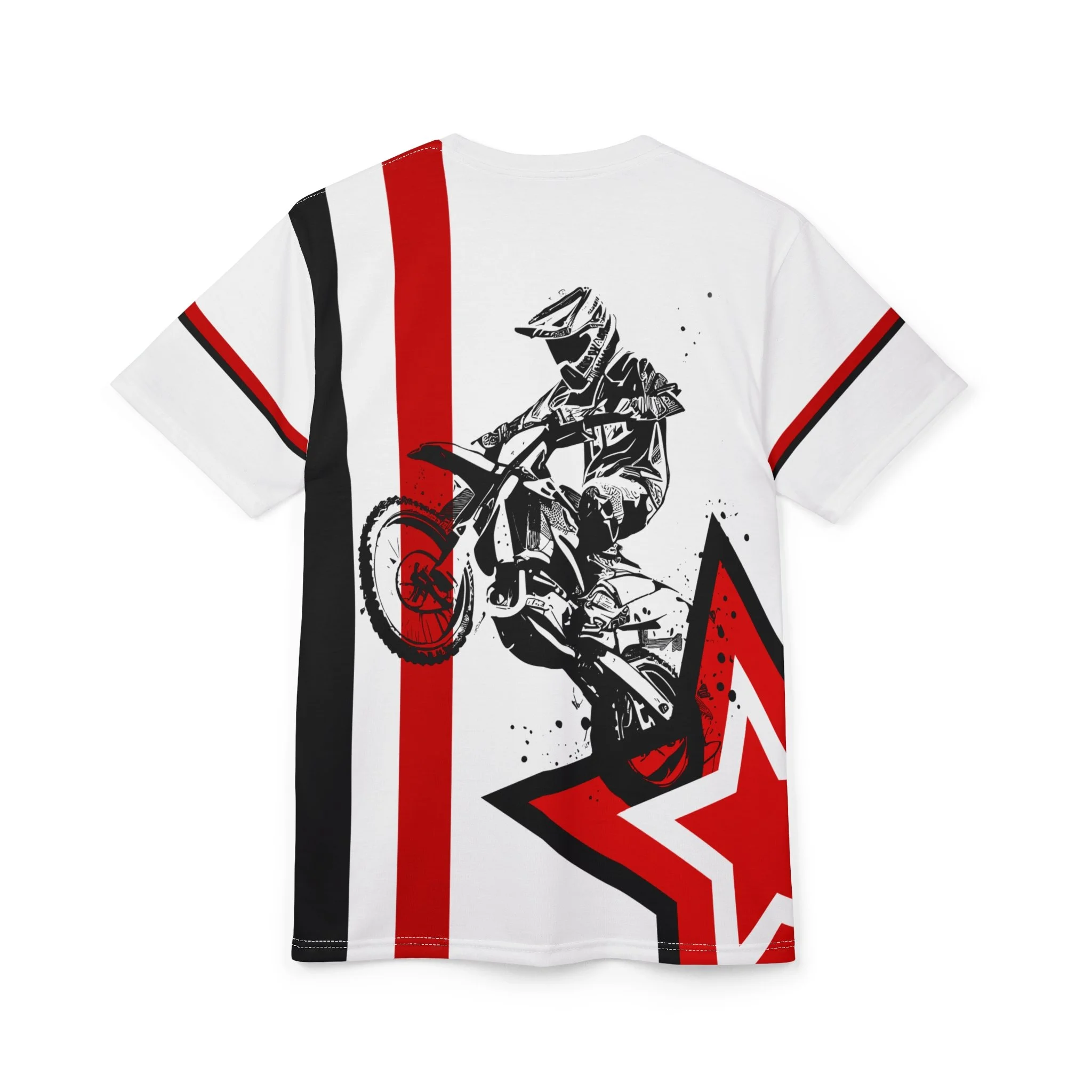 Motocross Red Star Stripes Streetwear Tee