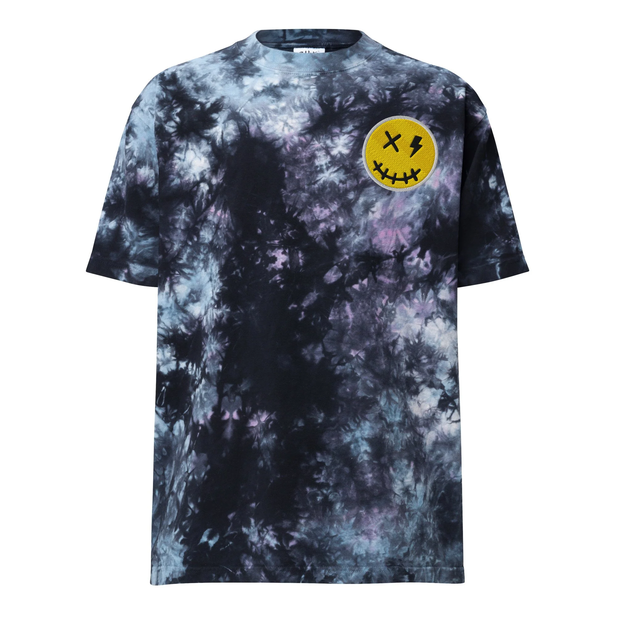 Embroidered Streetwear Smiley Tie-Dye T-Shirt