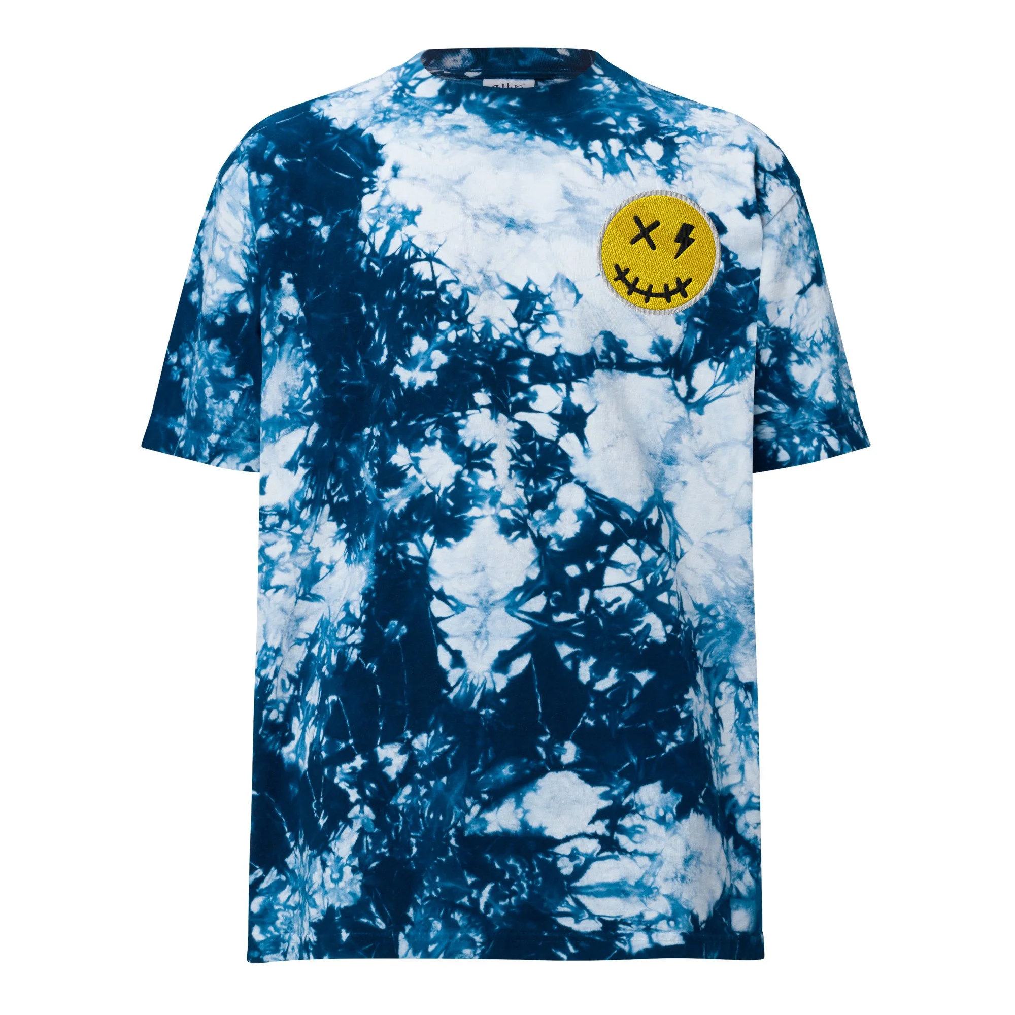 Embroidered Streetwear Smiley Tie-Dye T-Shirt