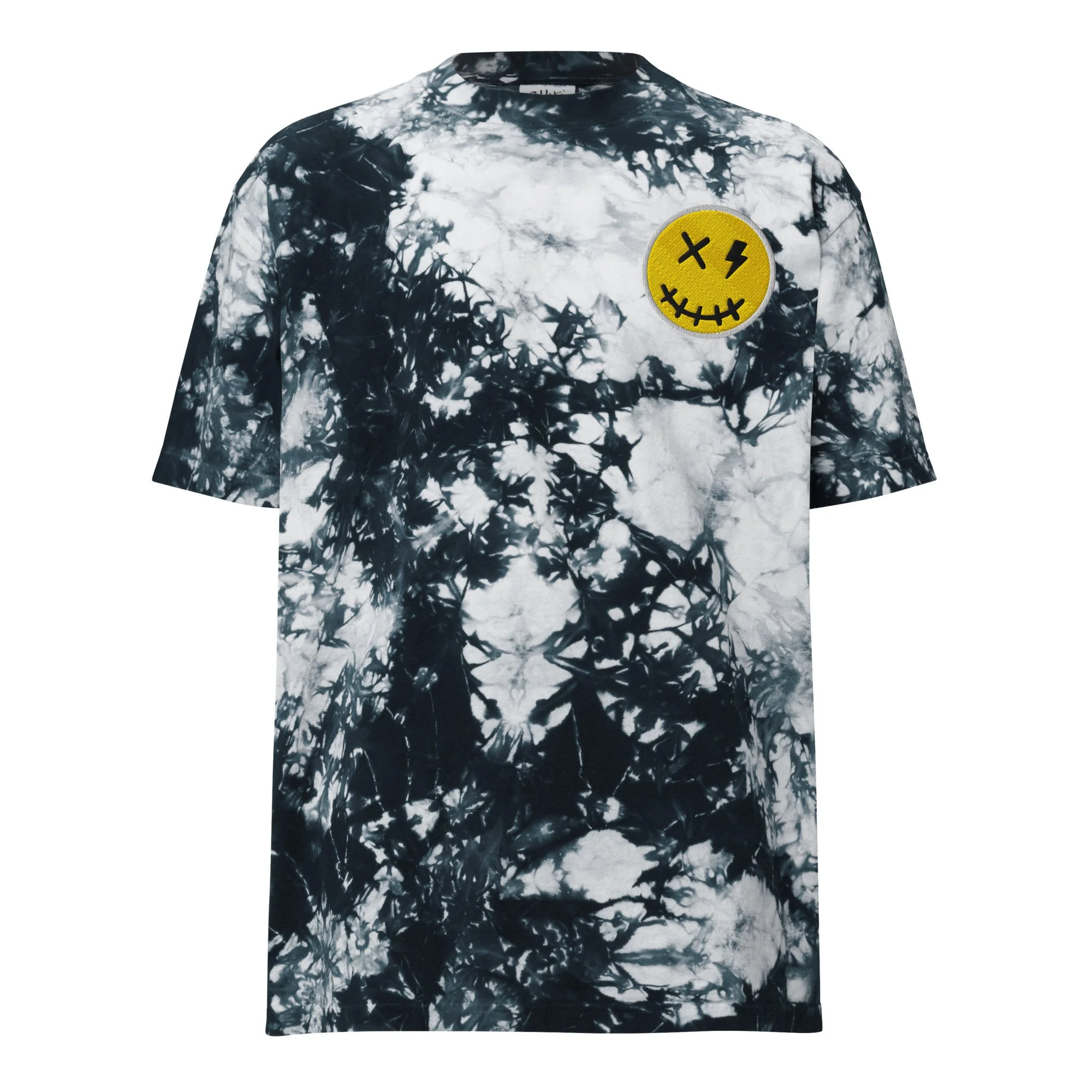 Embroidered Streetwear Smiley Tie-Dye T-Shirt
