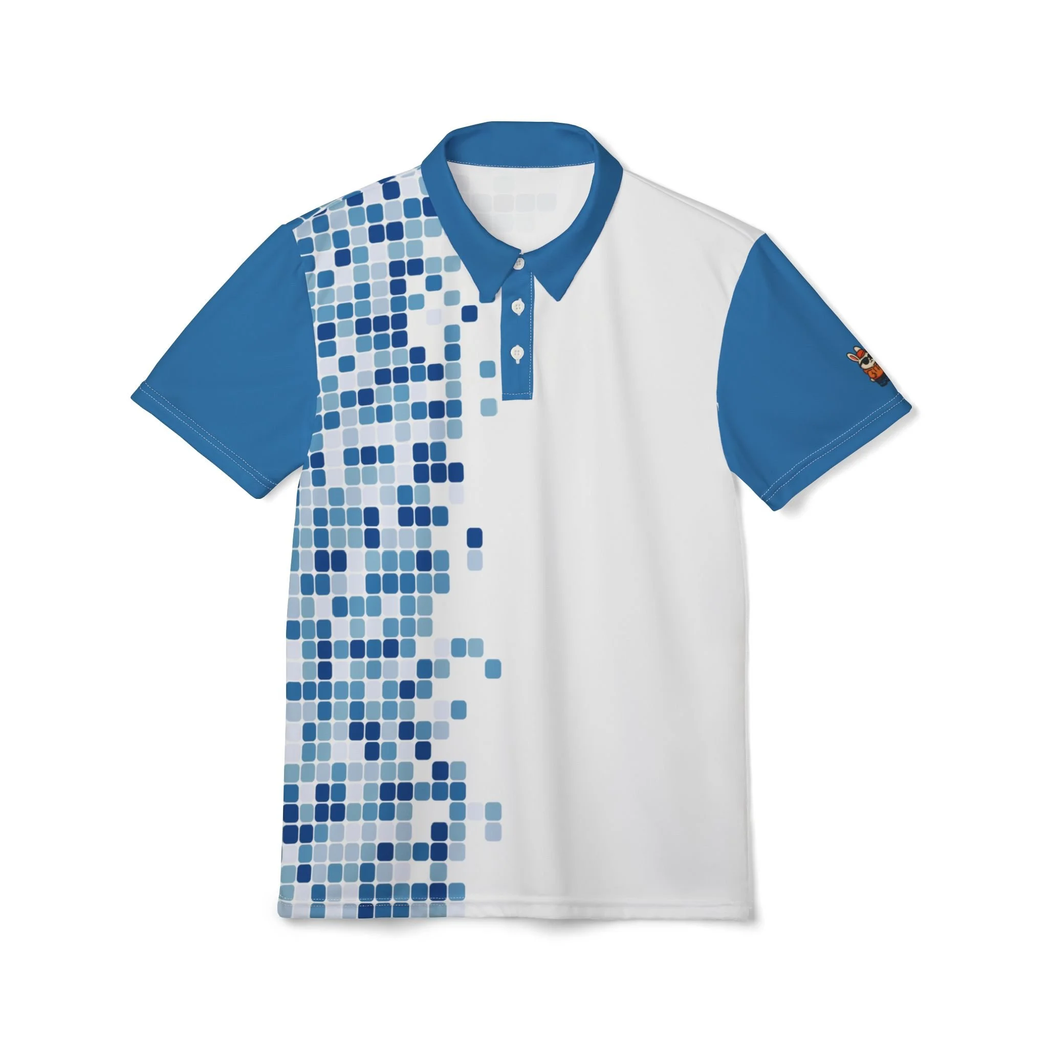 Blue Pixel Pattern Polo Shirt