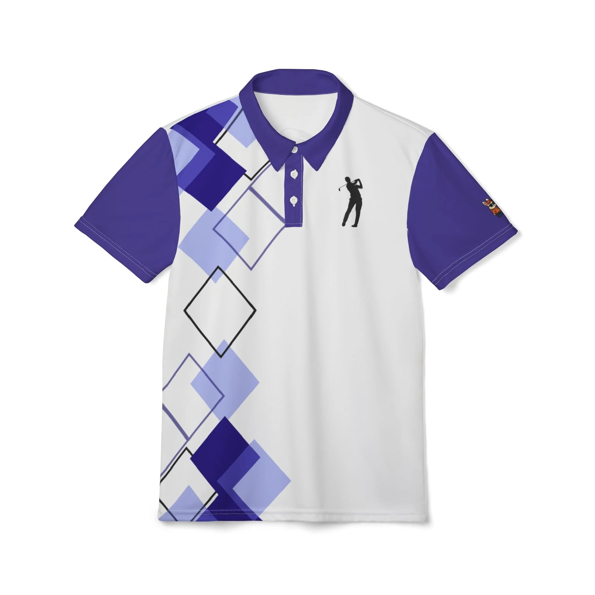 Purple Geometric Design Golf Polo Shirt