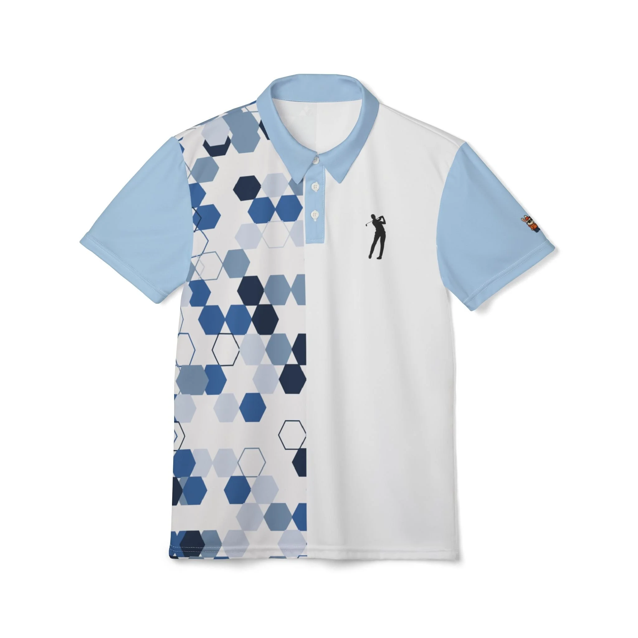 Blue Hexagon Pattern Golf Polo Shirt