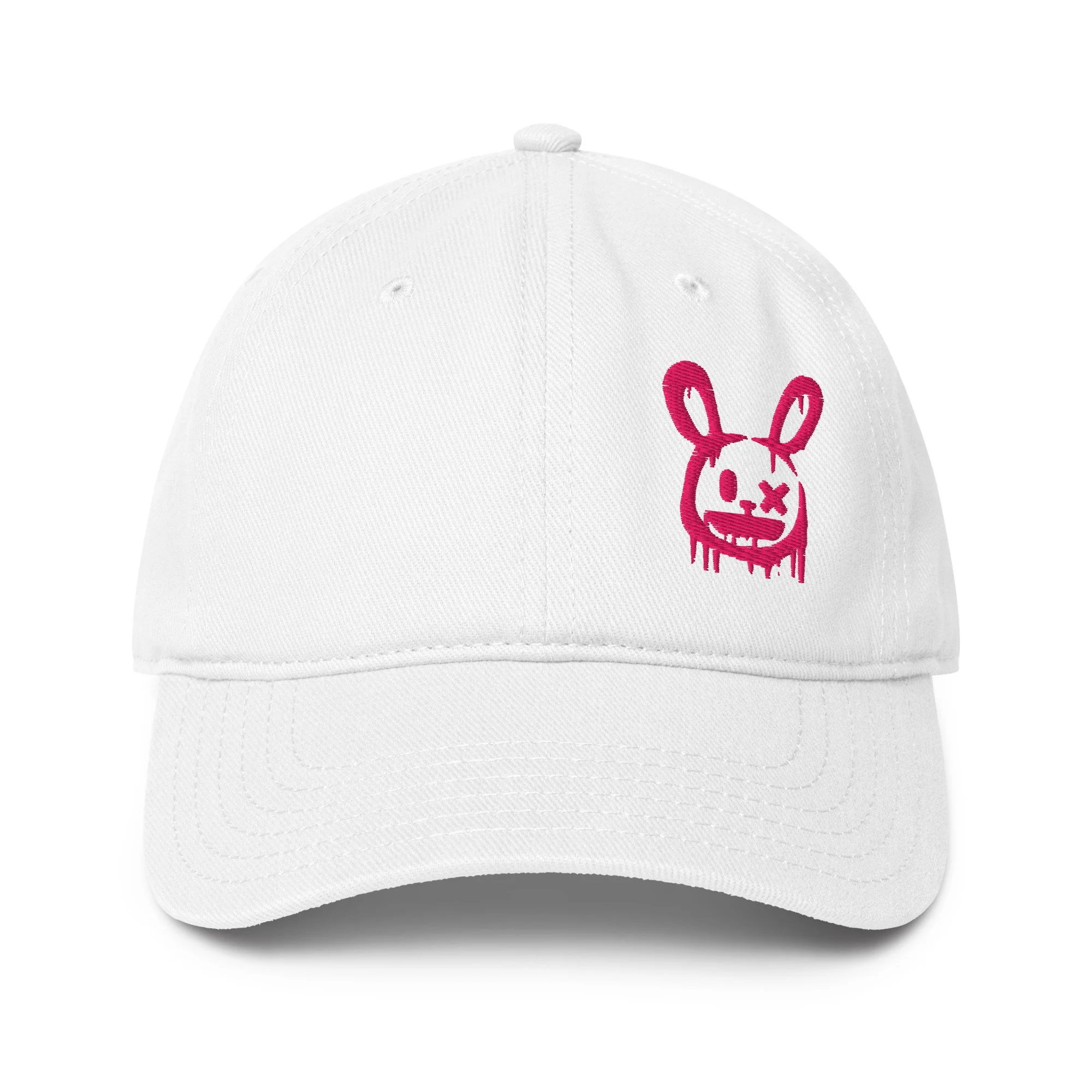 Embroidered Graffiti Pink Bunny Low-profile Cap