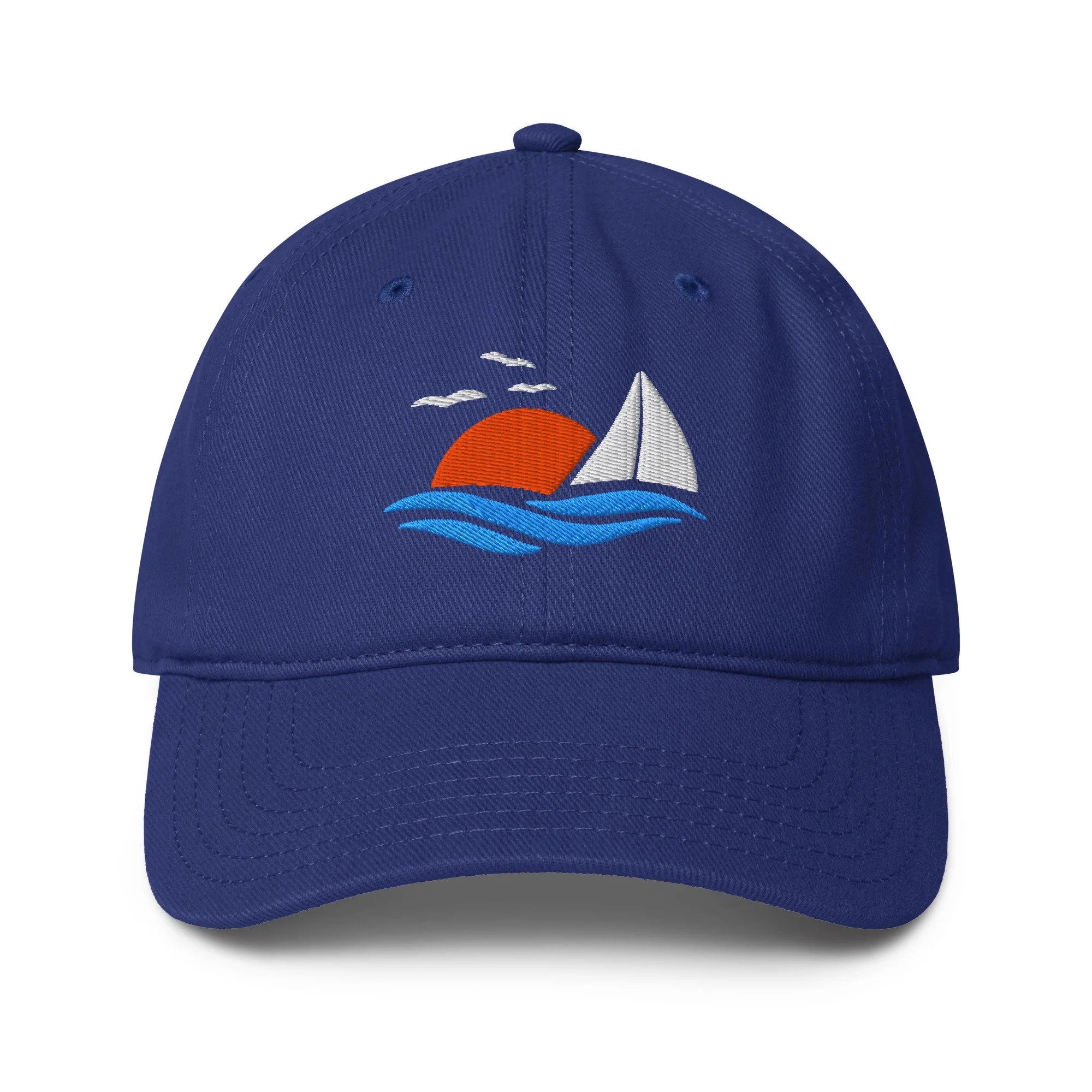 Embroidered Sailboat Sunset Low-profile Ball Cap