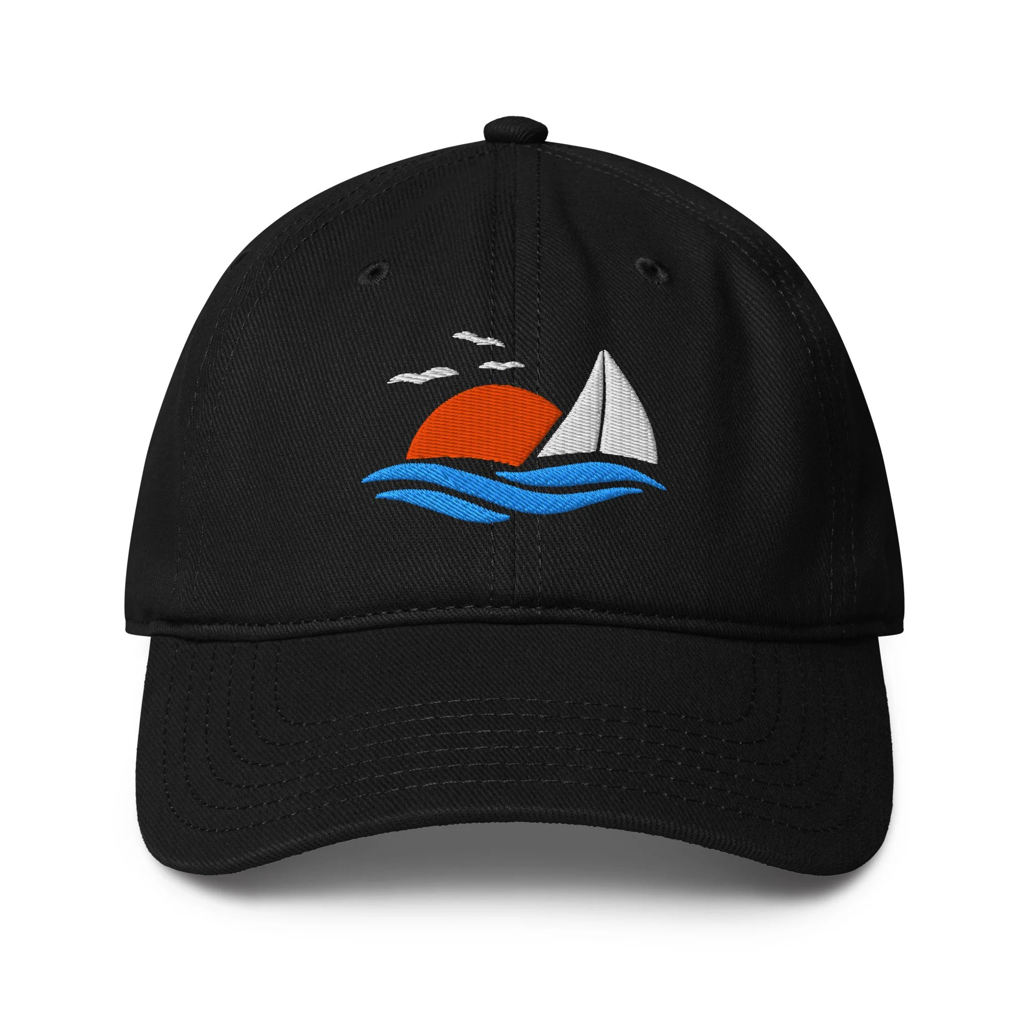 Embroidered Sailboat Sunset Low-profile Ball Cap