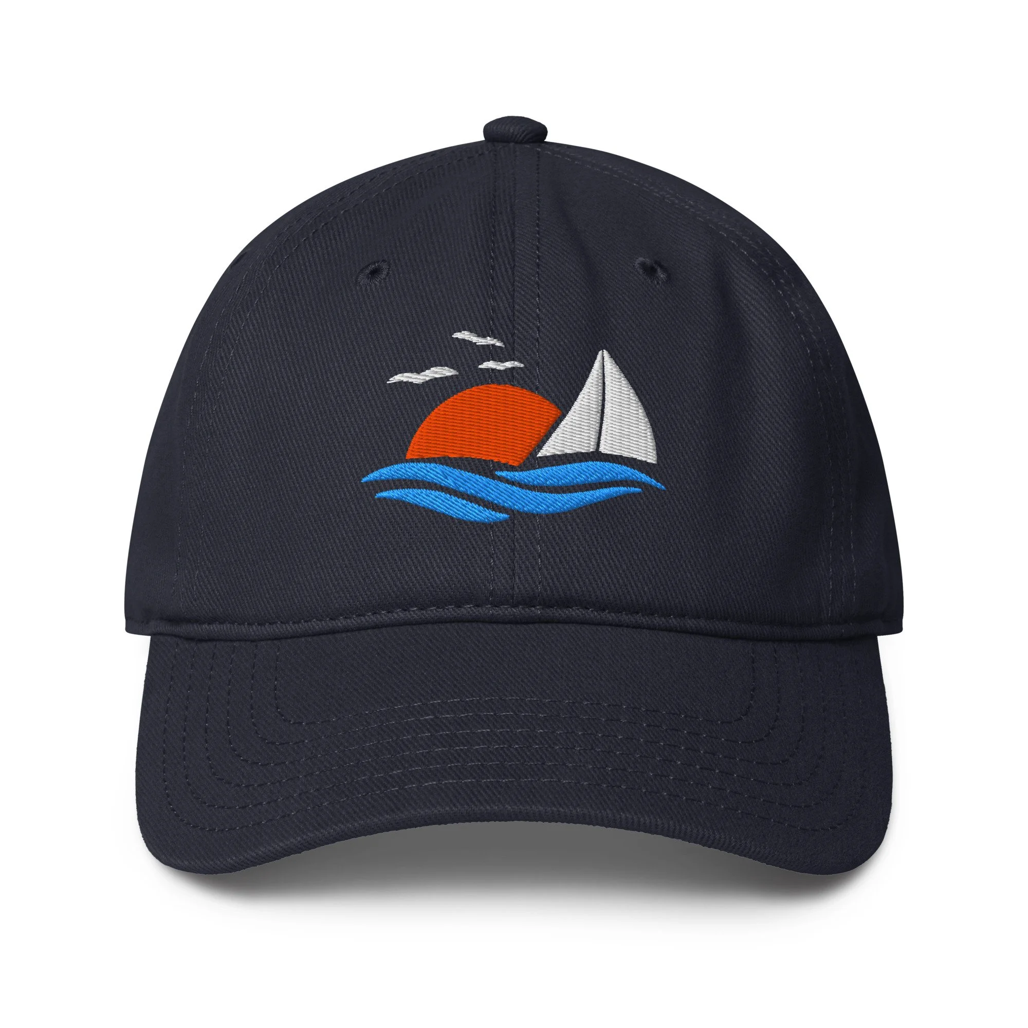 Embroidered Sailboat Sunset Low-profile Ball Cap