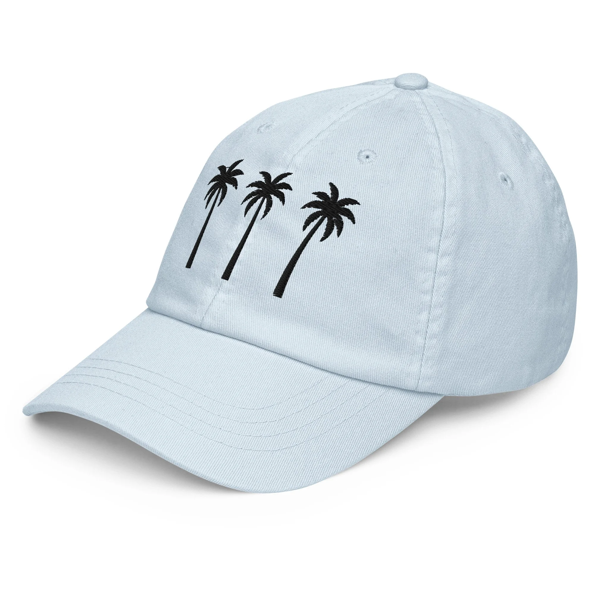 Embroidered Palm Trees Pastel Summer Cap