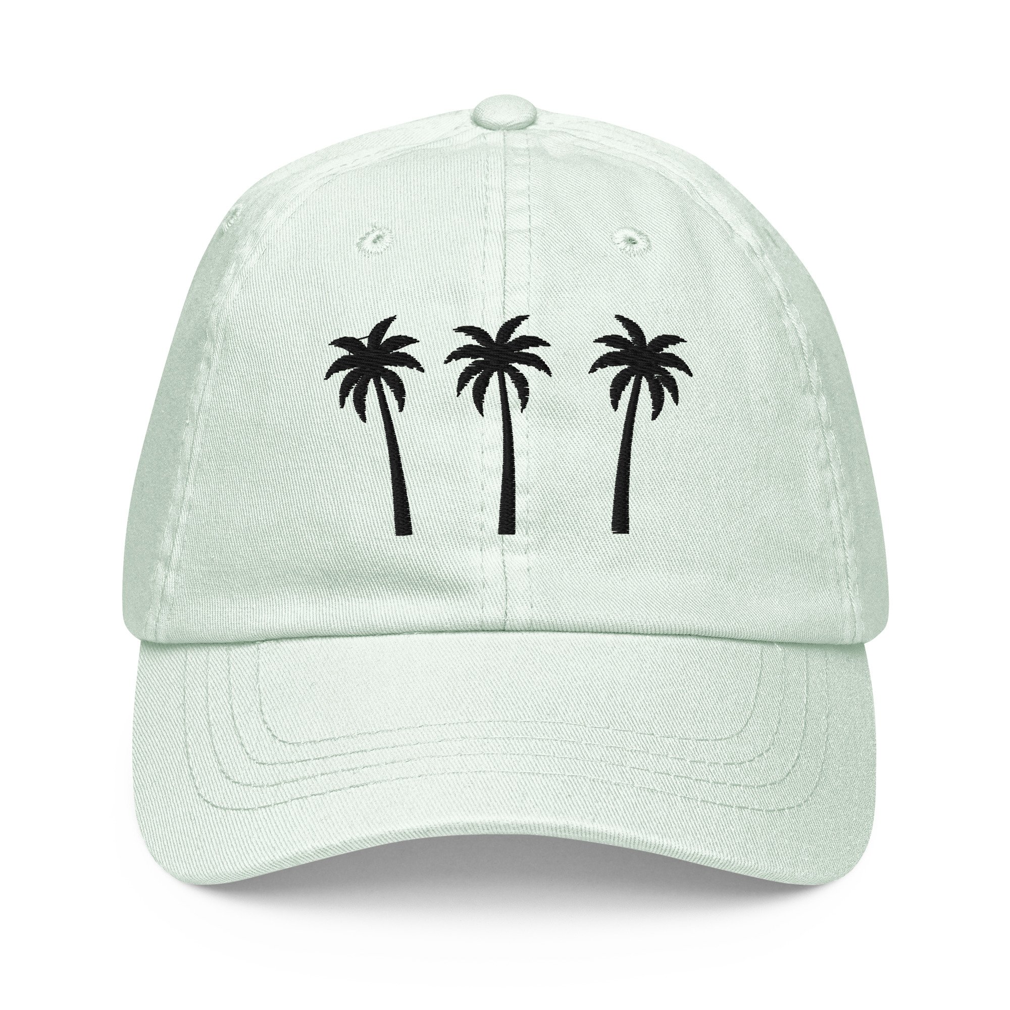 Embroidered Palm Trees Pastel Summer Cap