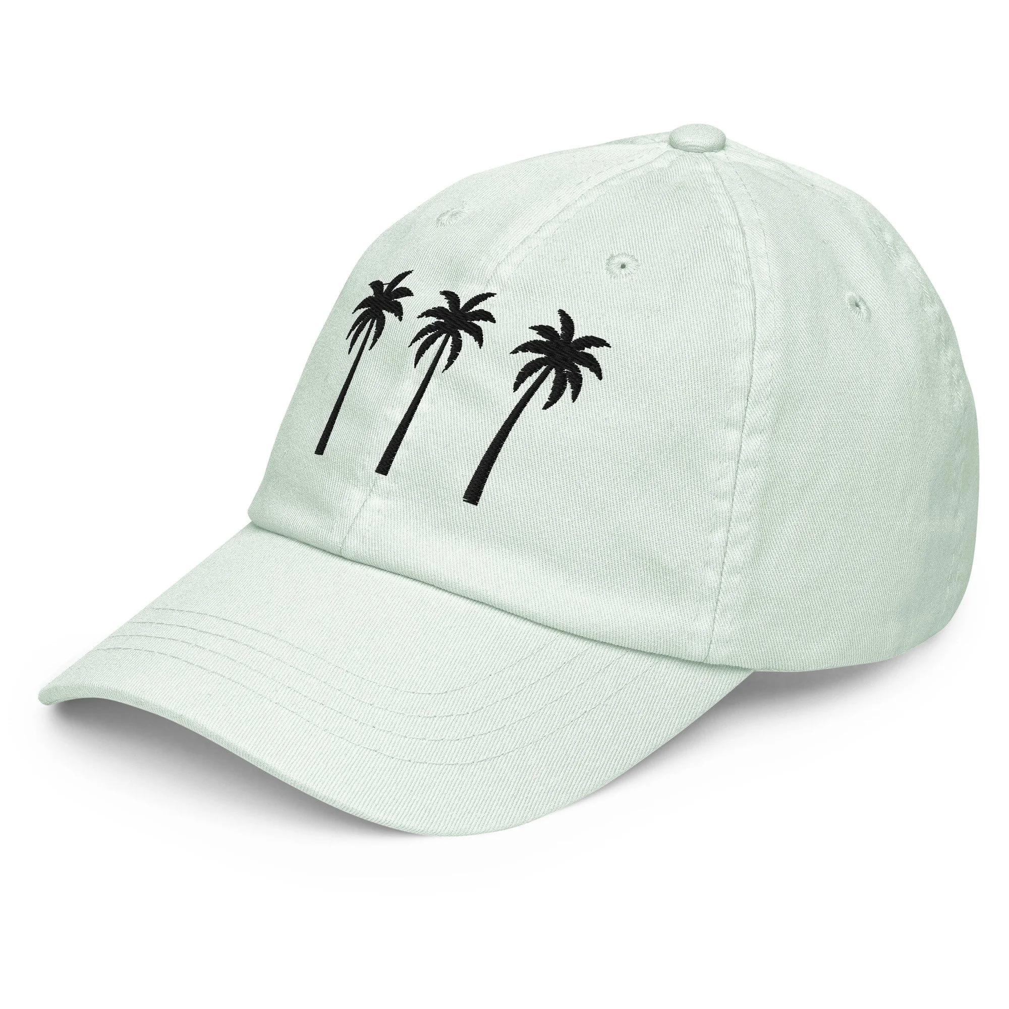 Embroidered Palm Trees Pastel Summer Cap