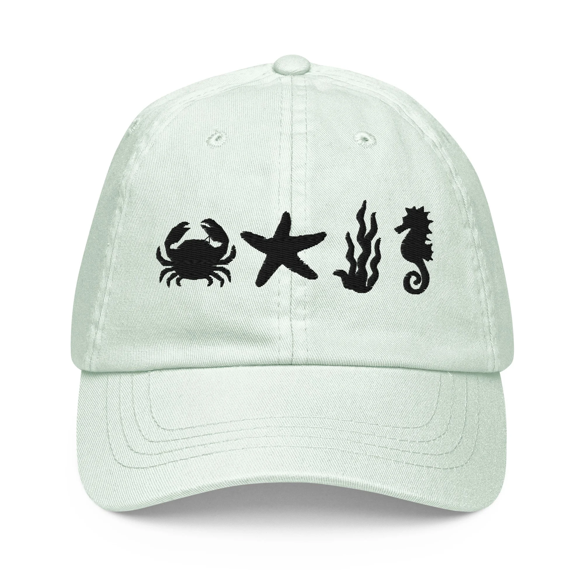 Embroidered Beach Inspired Pastel Summer Cap