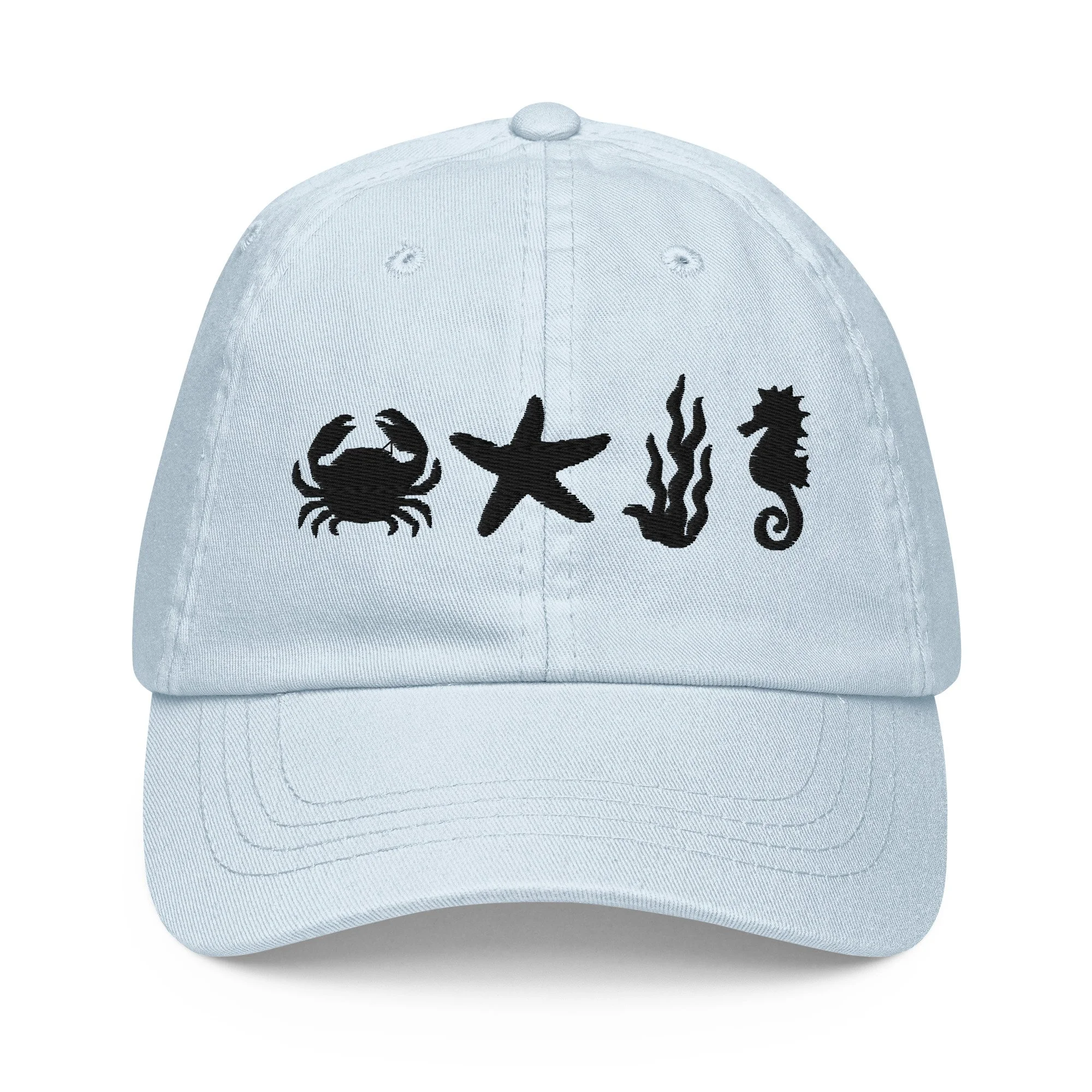 Embroidered Beach Inspired Pastel Summer Cap