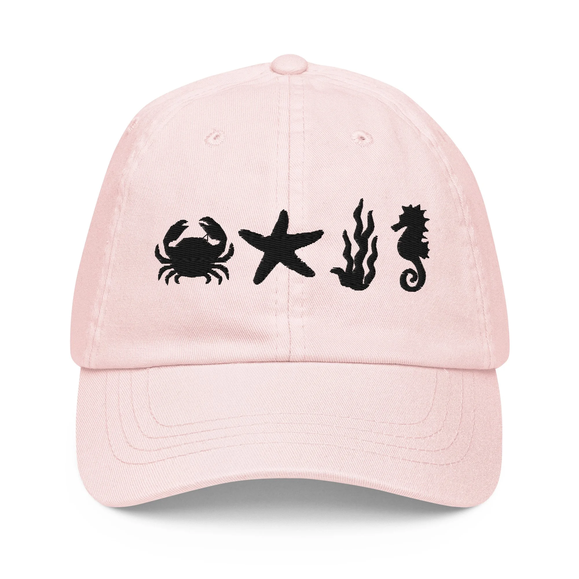 Embroidered Beach Inspired Pastel Summer Cap