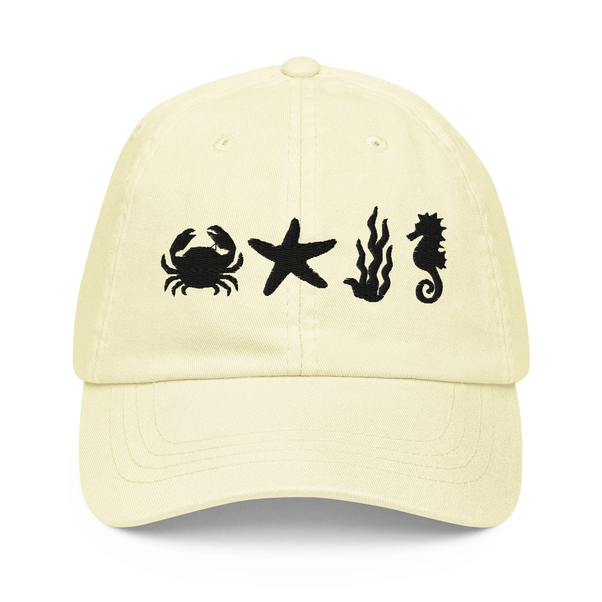 Embroidered Beach Inspired Pastel Summer Cap