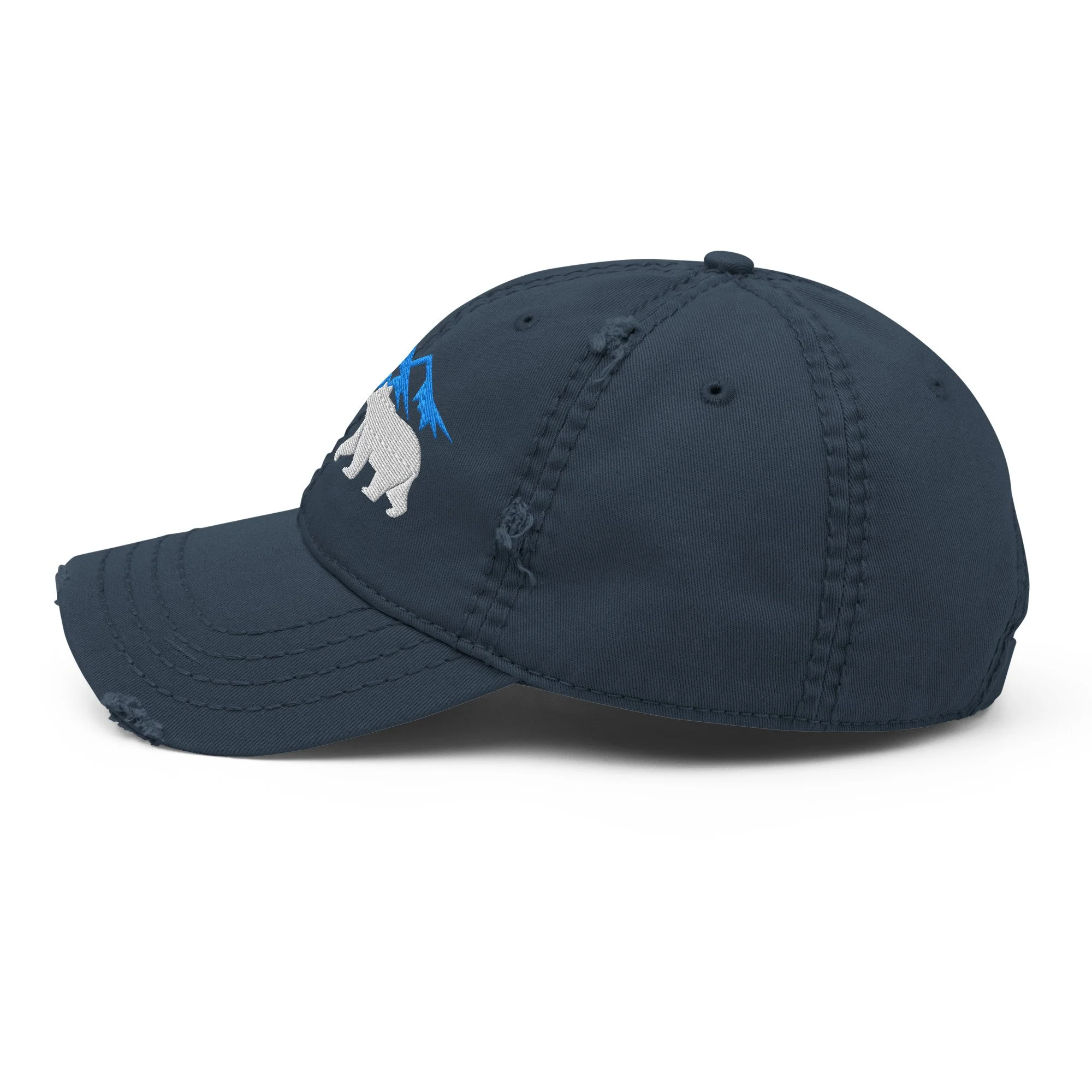 Embroidered Mountain Bear Distressed Dad Hat