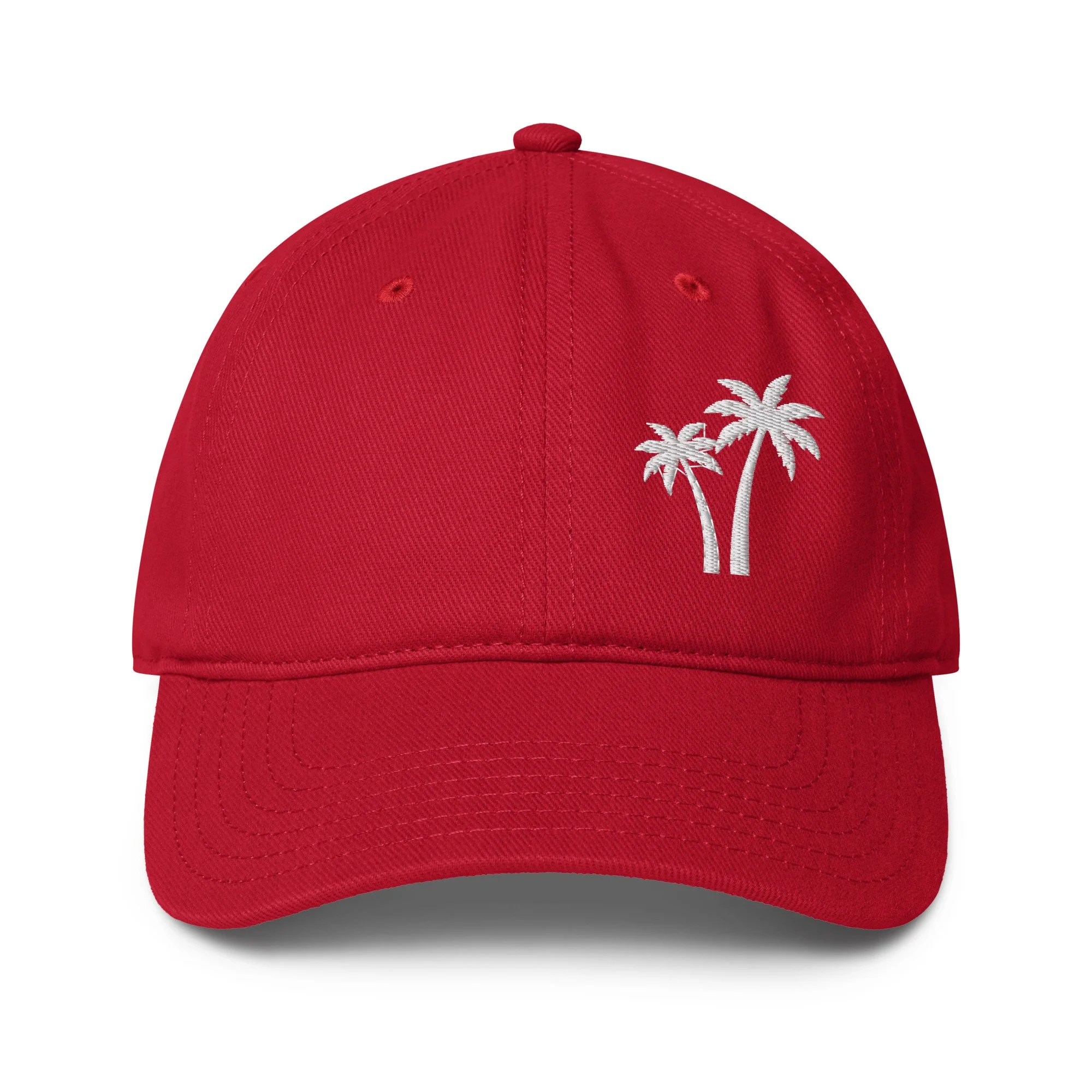 Embroidered White Palm Trees Cap