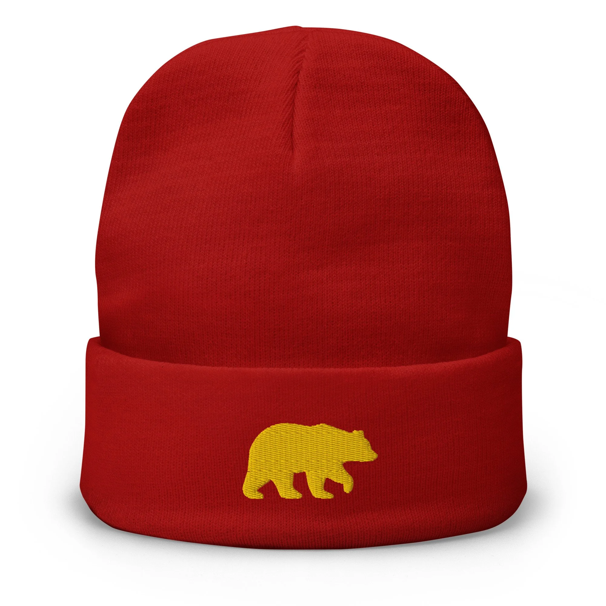 Embroidered Golden Bear Beanie