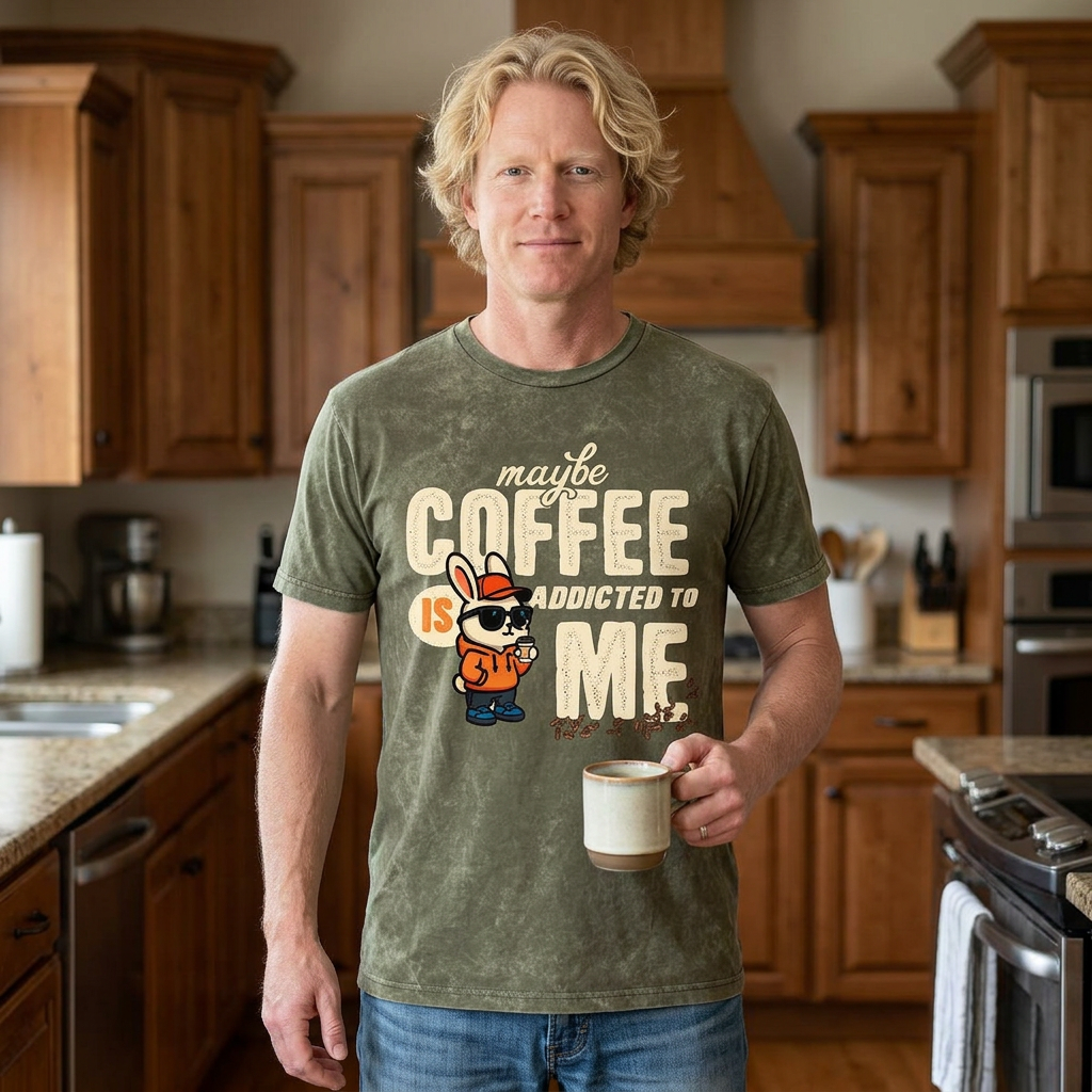 Maybe Coffee Is Addicted To Me Mineral Washed Crewneck Tee