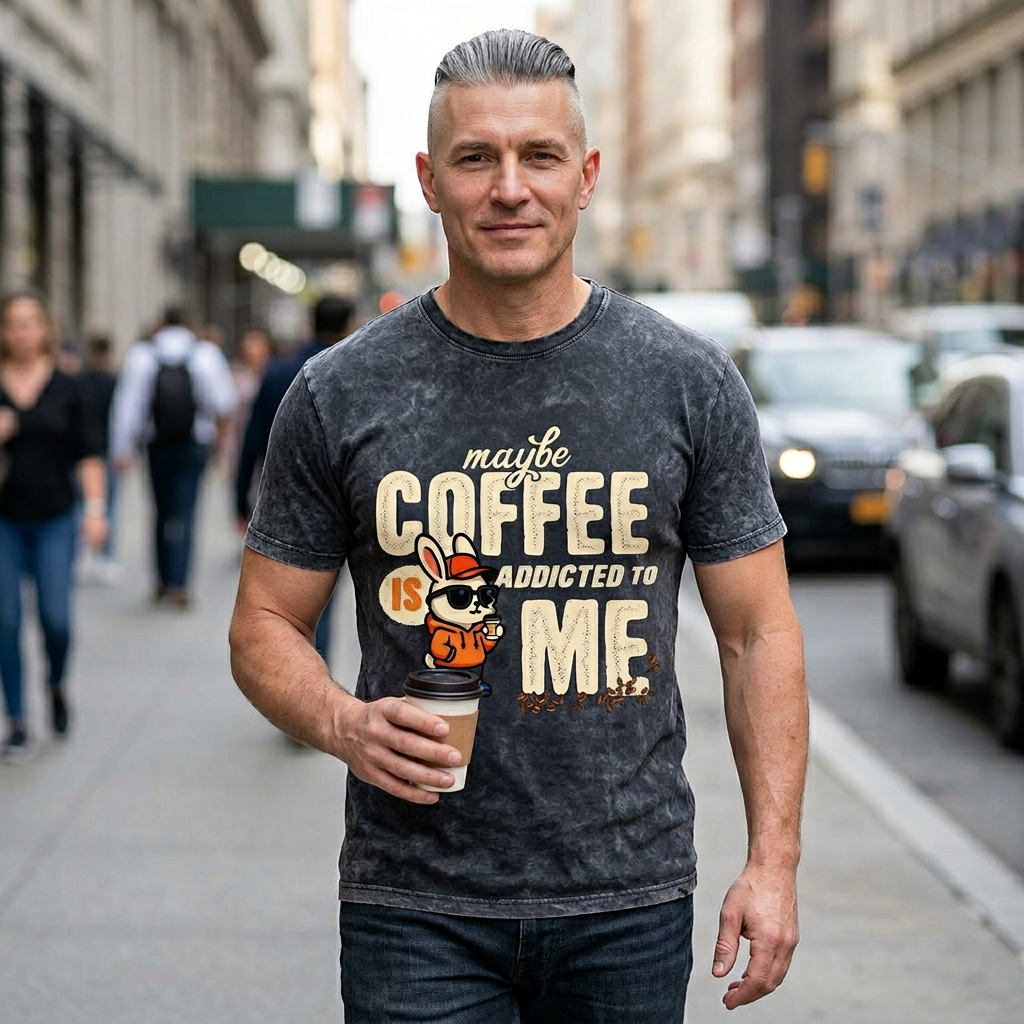 Maybe Coffee Is Addicted To Me Mineral Washed Crewneck Tee