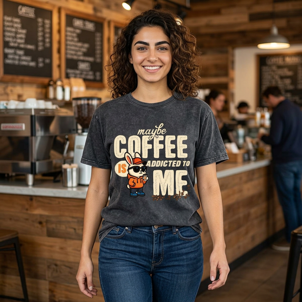 Maybe Coffee Is Addicted To Me Mineral Washed Crewneck Tee