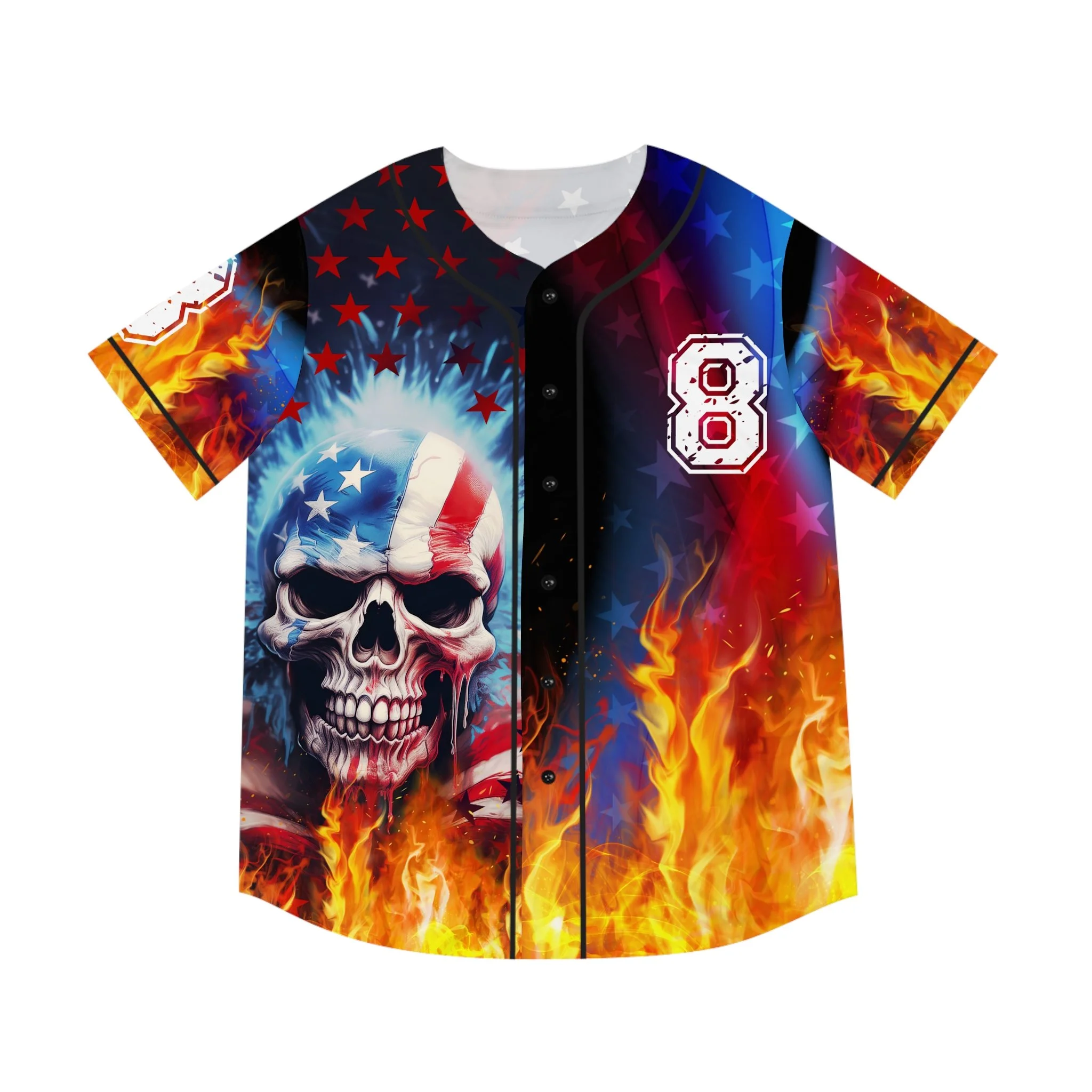 American Skull Baseball Jersey Number 8
