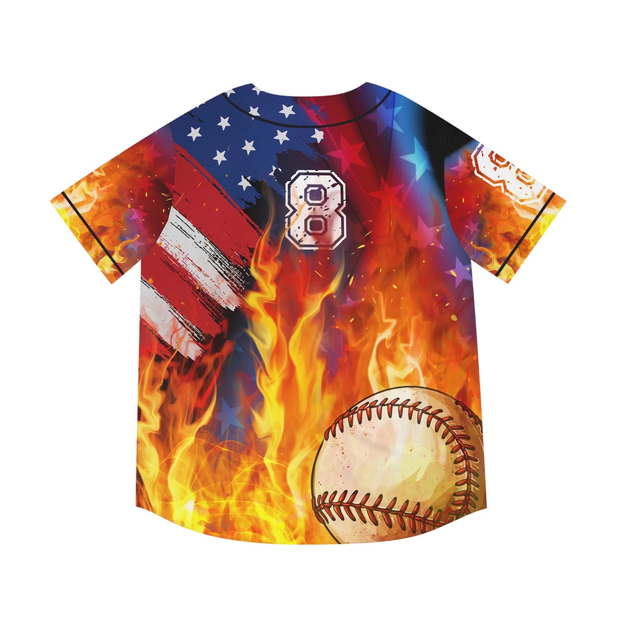American Skull Baseball Jersey Number 8