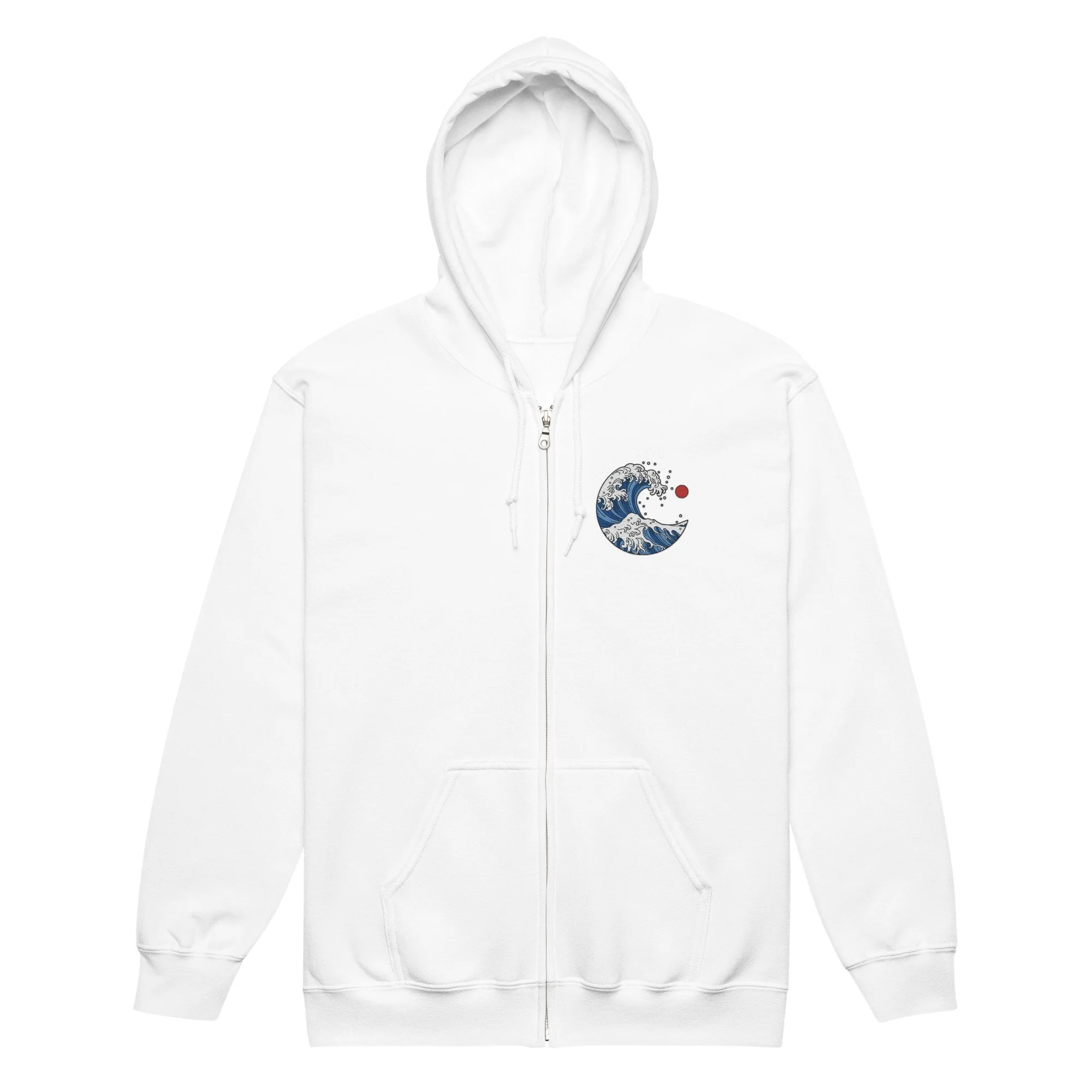 Japanese-Style Ocean Wave Zip Up Hoodie