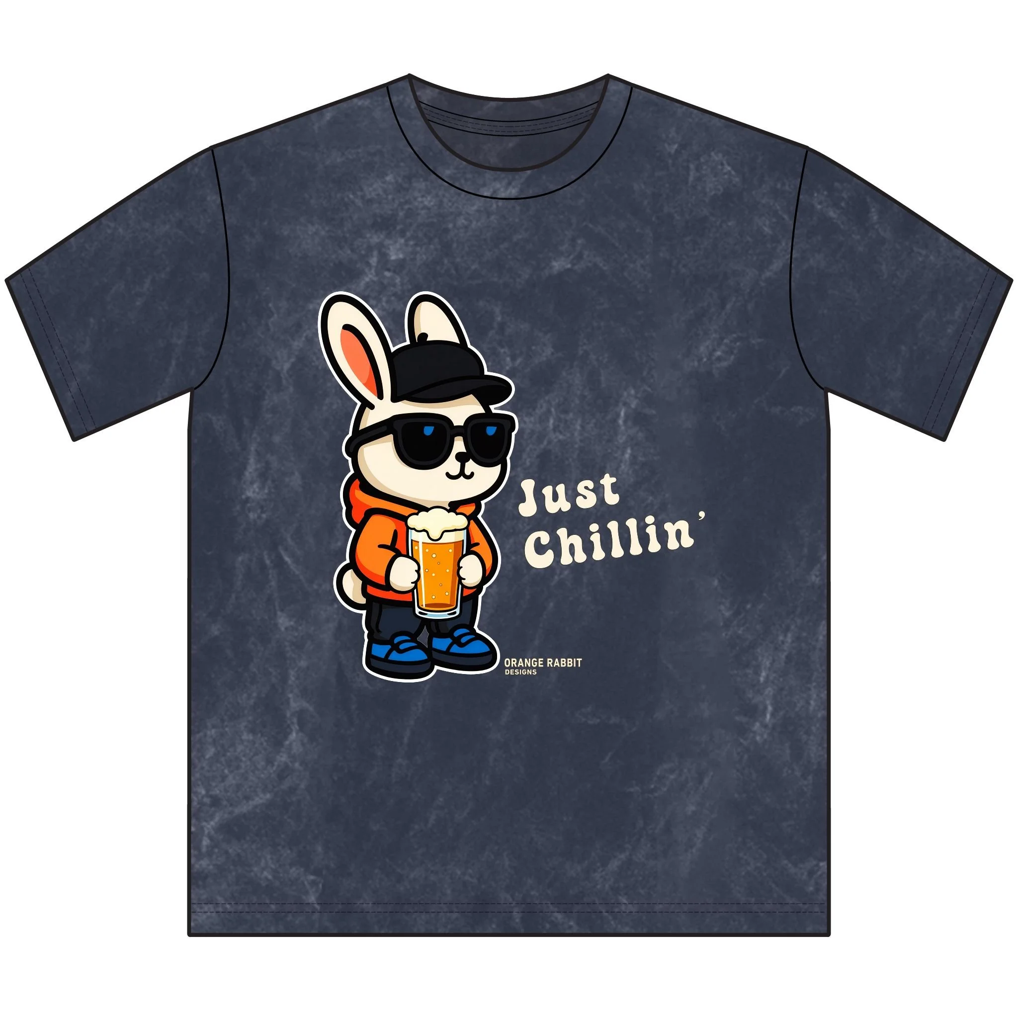 Orange Rabbit Just Chillin Beer Vintage Crewneck Tee