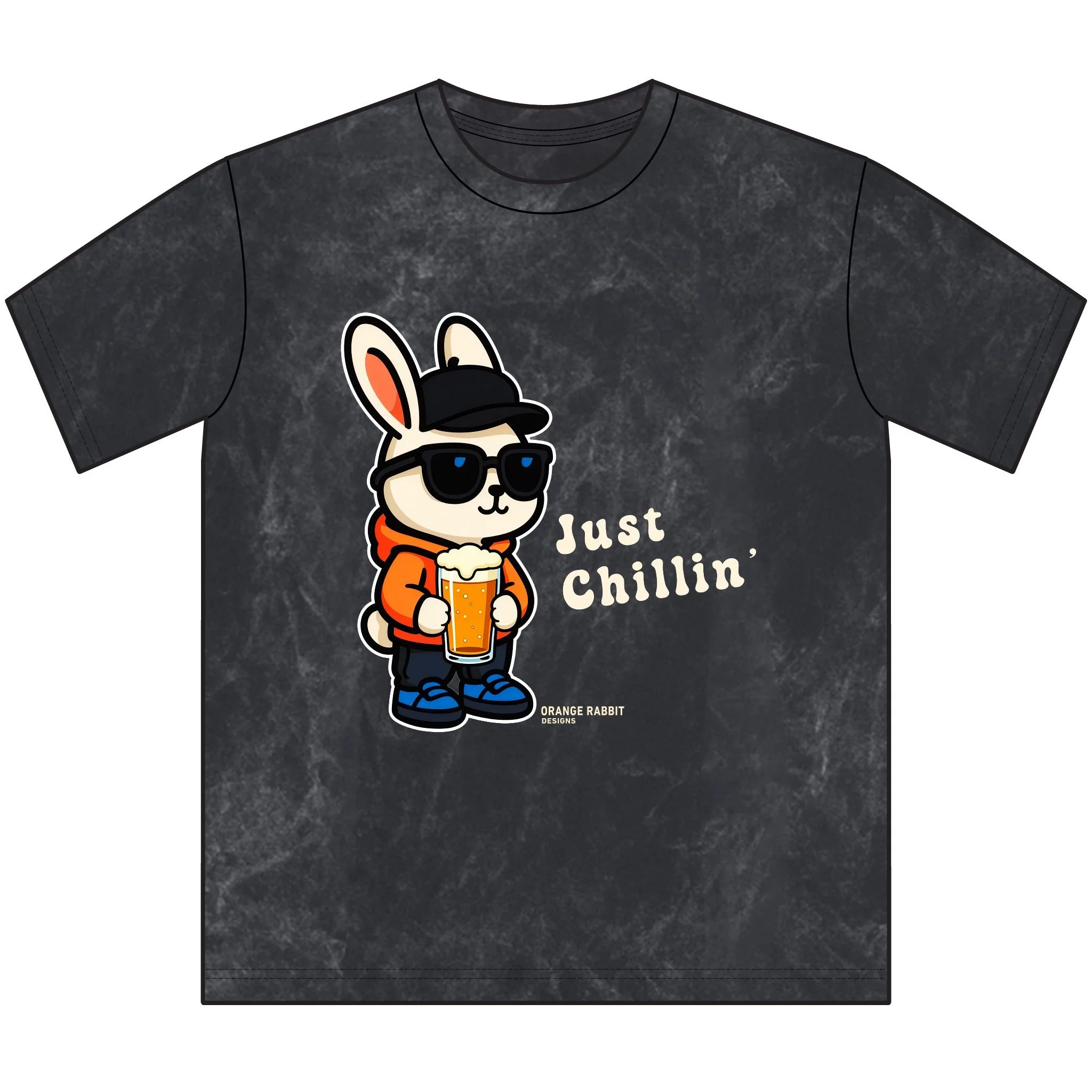 Orange Rabbit Just Chillin Beer Vintage Crewneck Tee