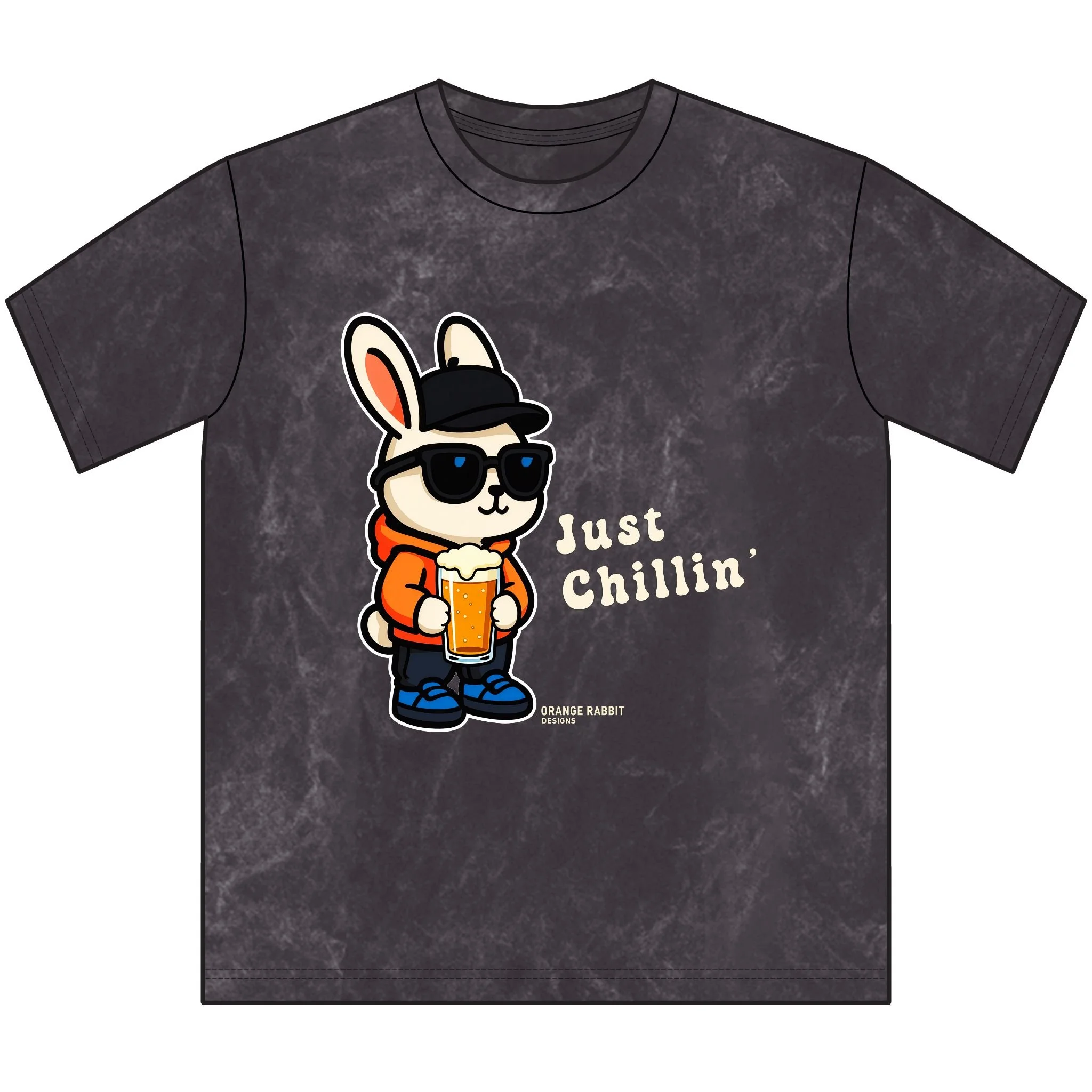 Orange Rabbit Just Chillin Beer Vintage Crewneck Tee