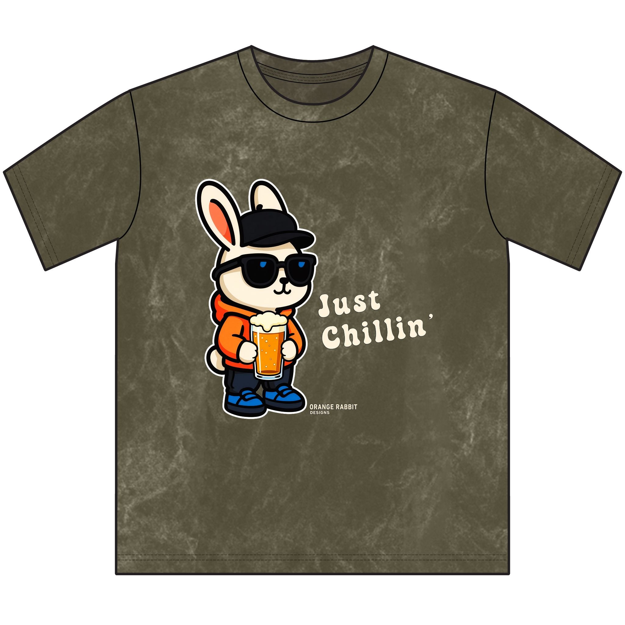 Orange Rabbit Just Chillin Beer Vintage Crewneck Tee