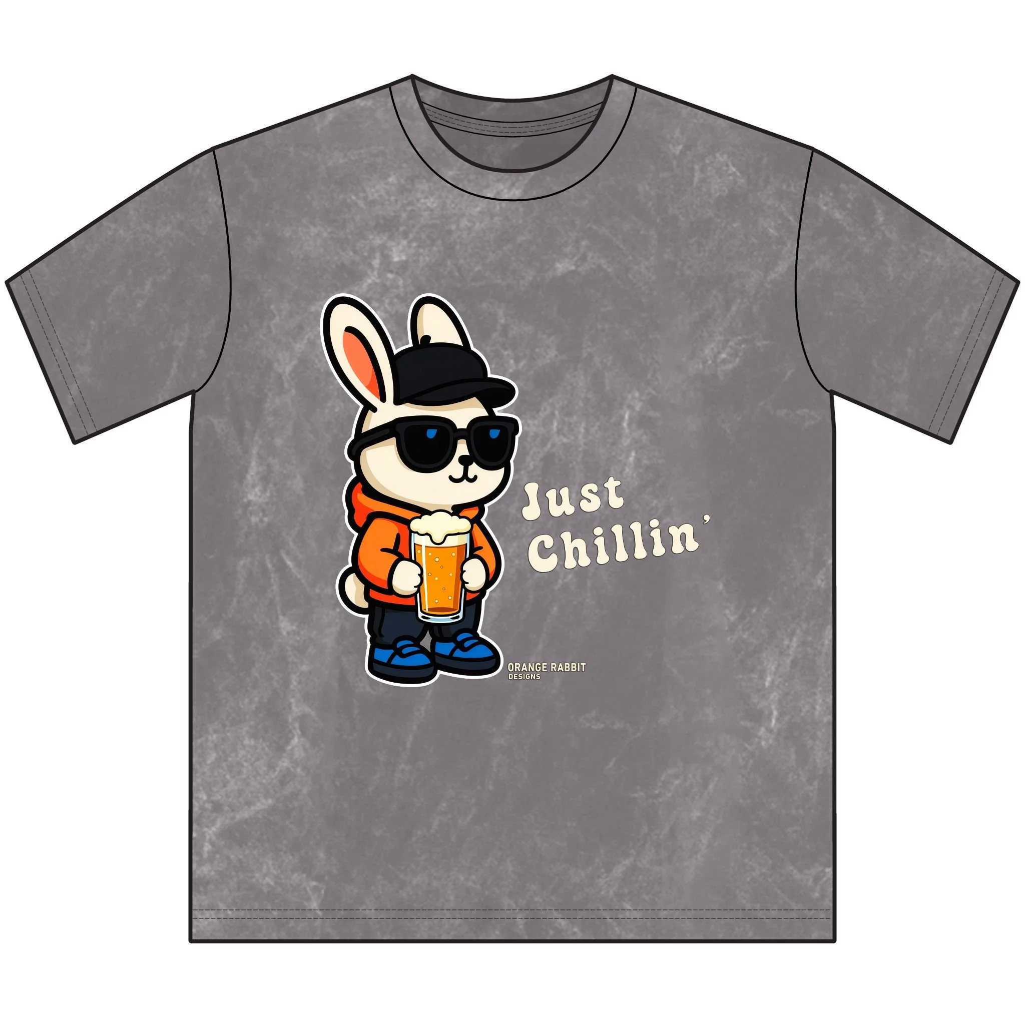 Orange Rabbit Just Chillin Beer Vintage Crewneck Tee
