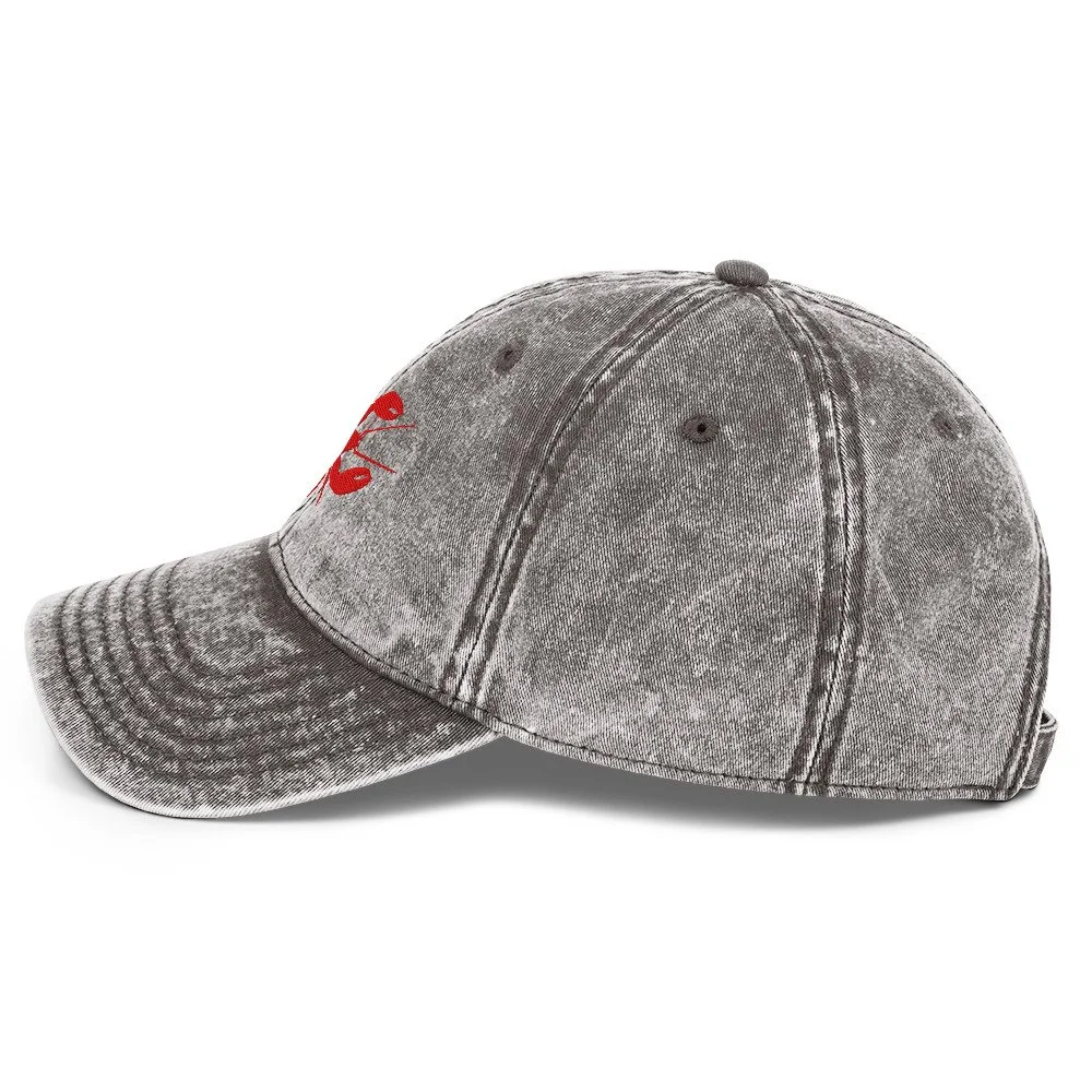 Embroidered Red Lobster Vintage Cotton Twill Cap