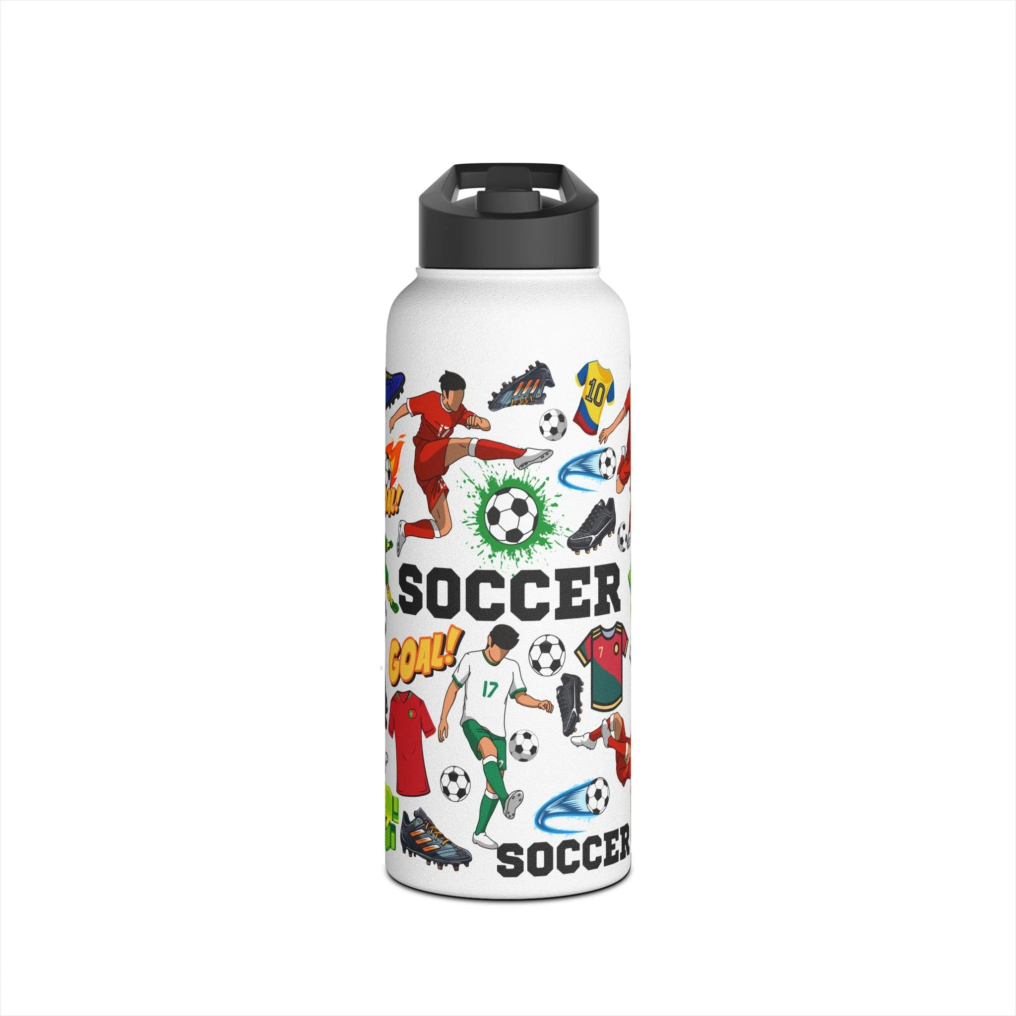 Soccer Stainless Steel 32 oz Water Bottle