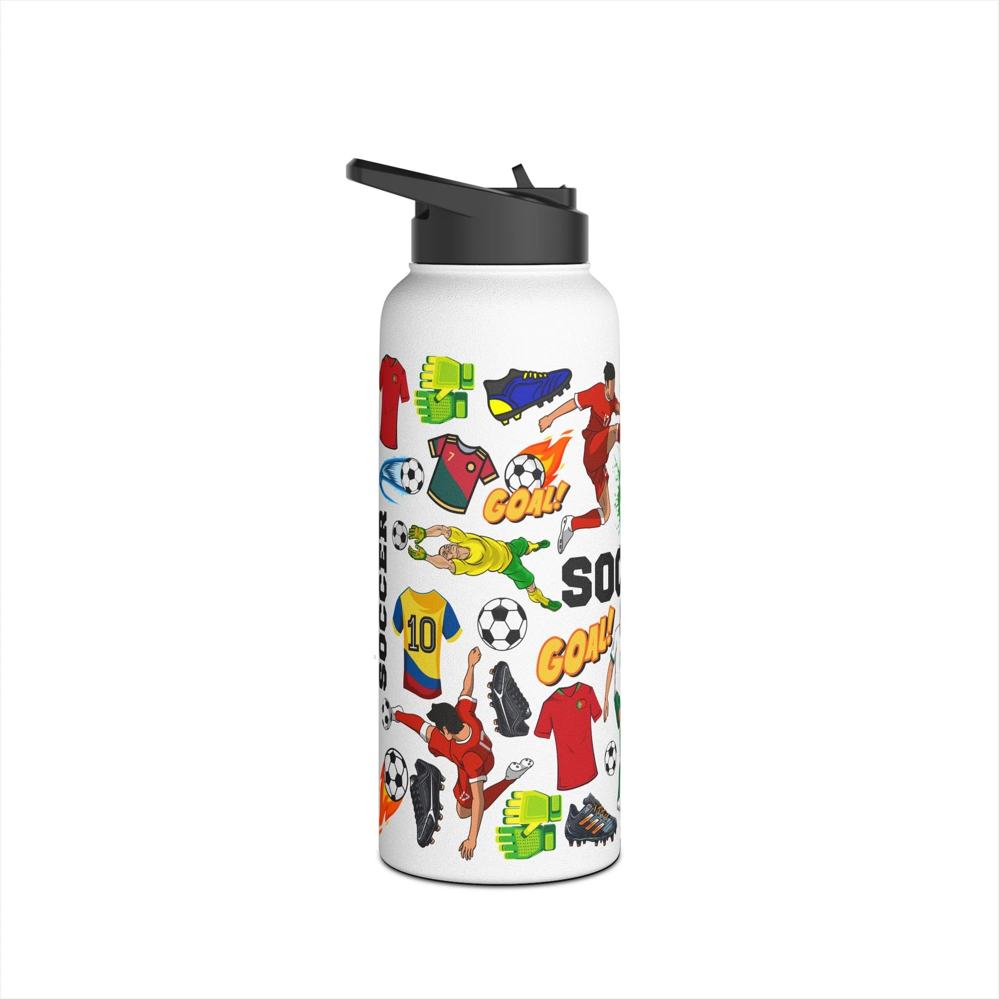 Soccer Stainless Steel 32 oz Water Bottle