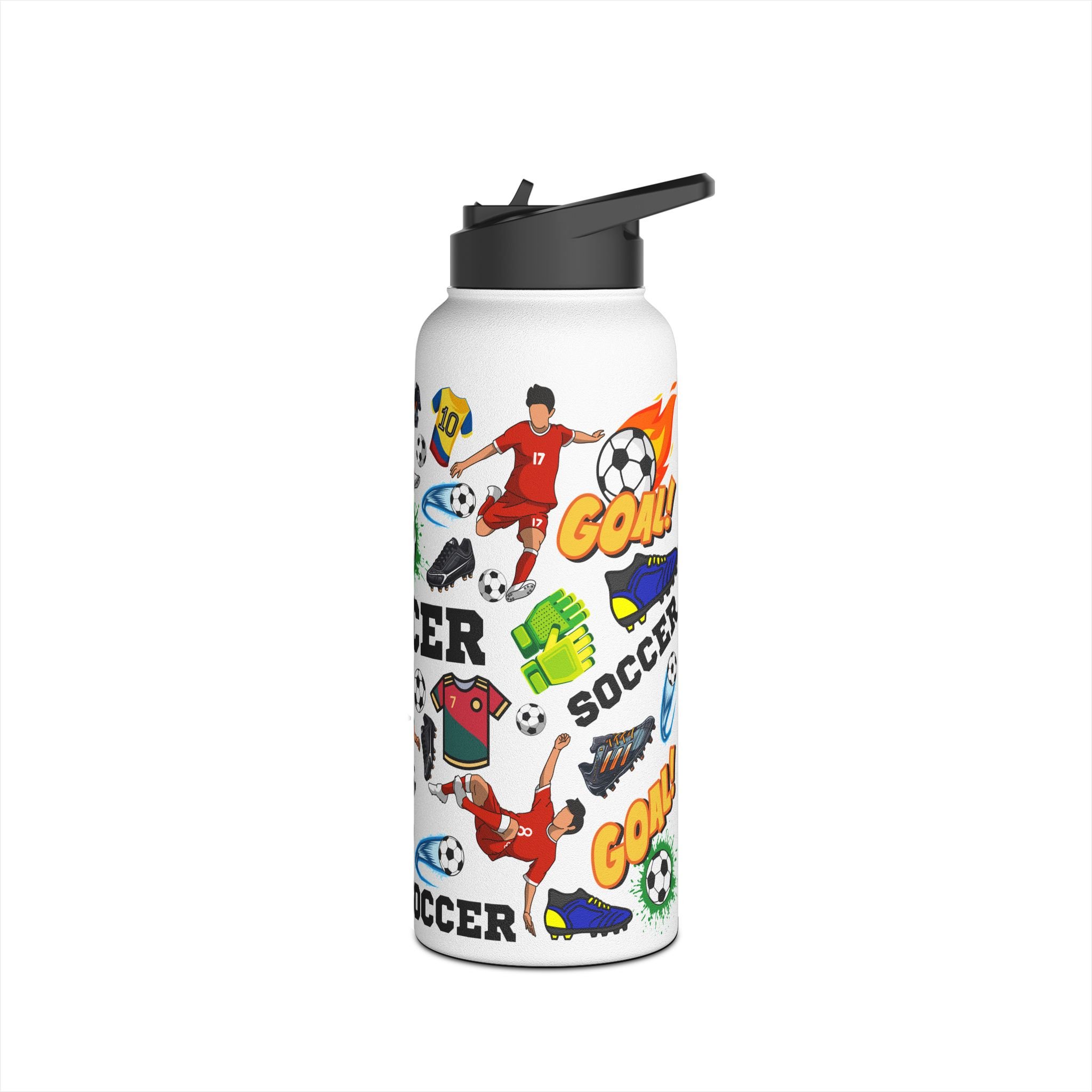 Soccer Stainless Steel 32 oz Water Bottle