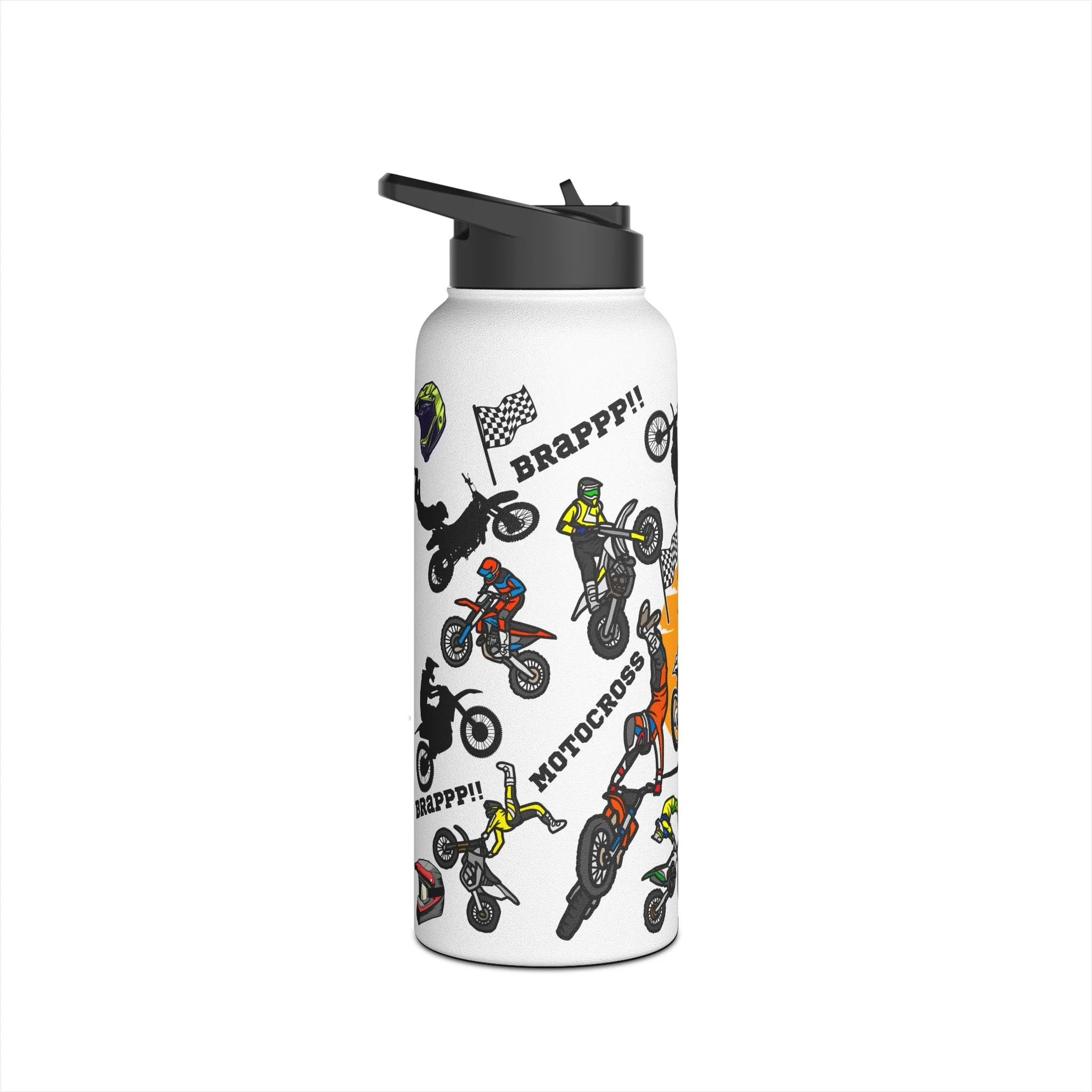 Motocross 32oz Stainless Steel Sports Bottle