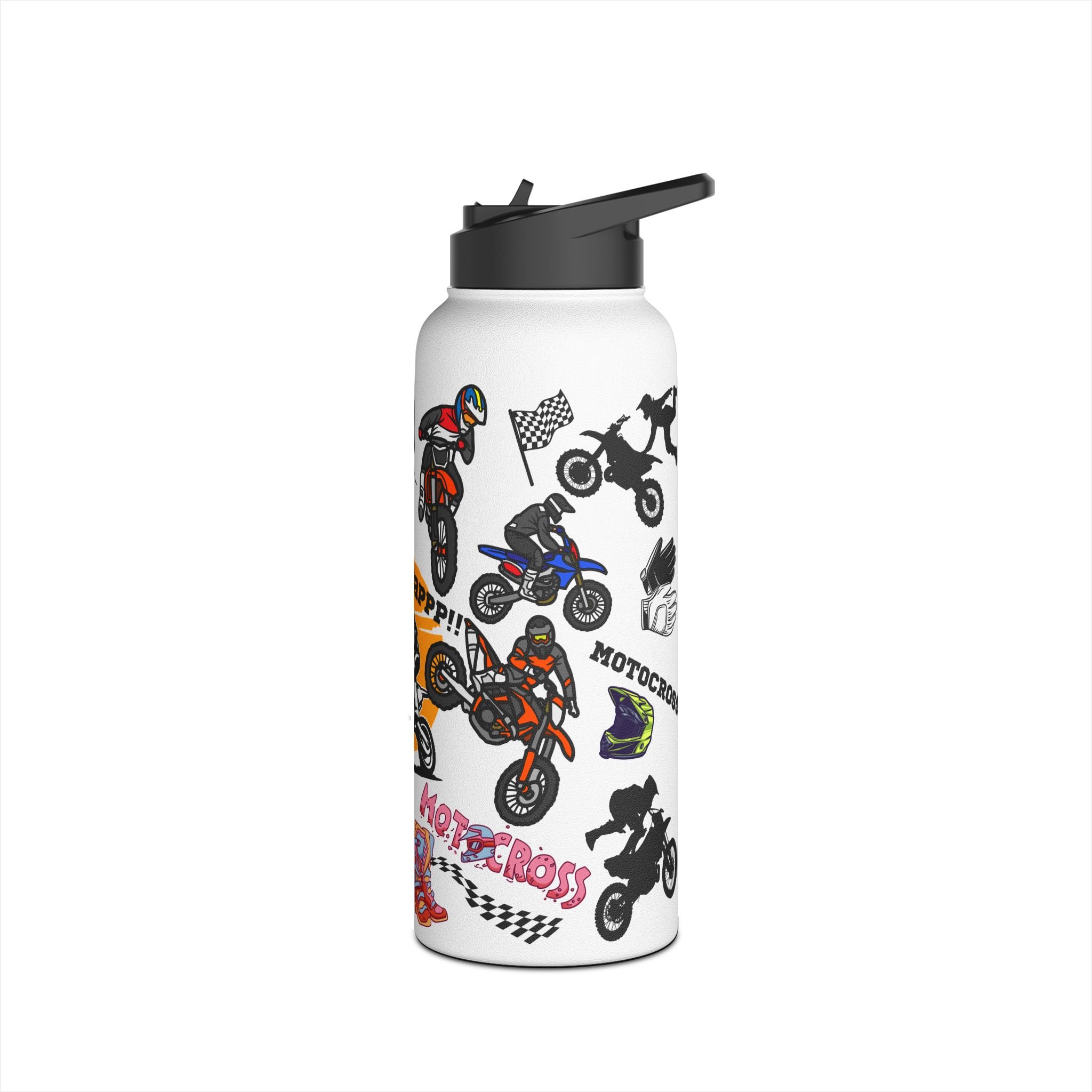 Motocross 32oz Stainless Steel Sports Bottle