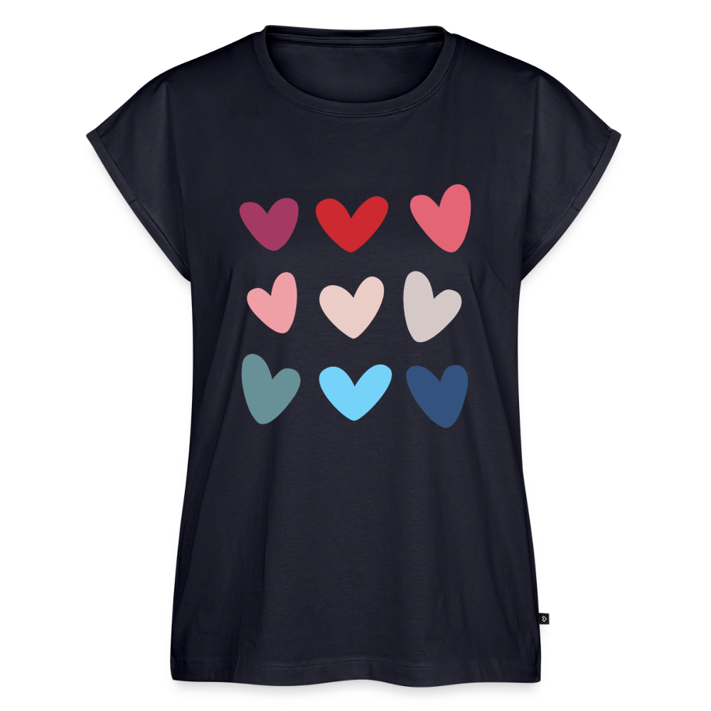 Women's Colored Hearts Roll Cuff T-Shirt