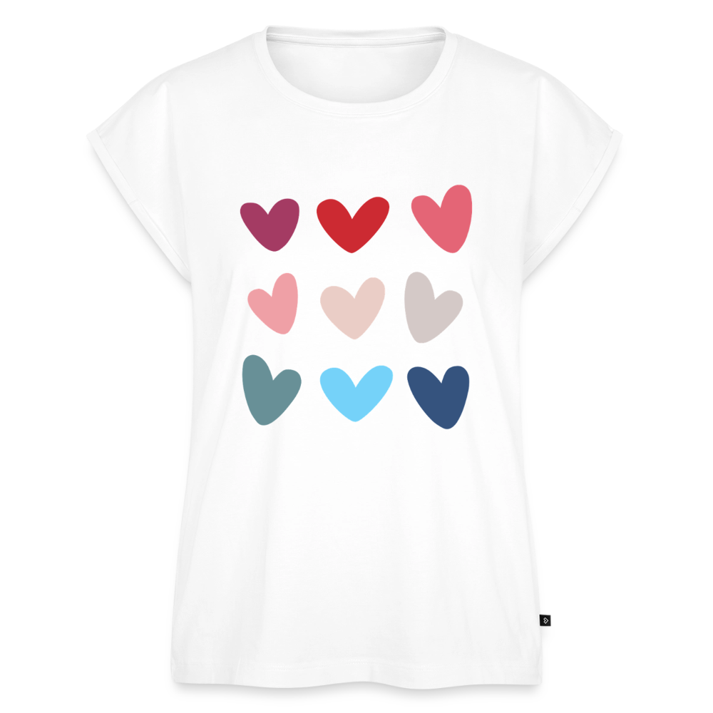 Women's Colored Hearts Roll Cuff T-Shirt