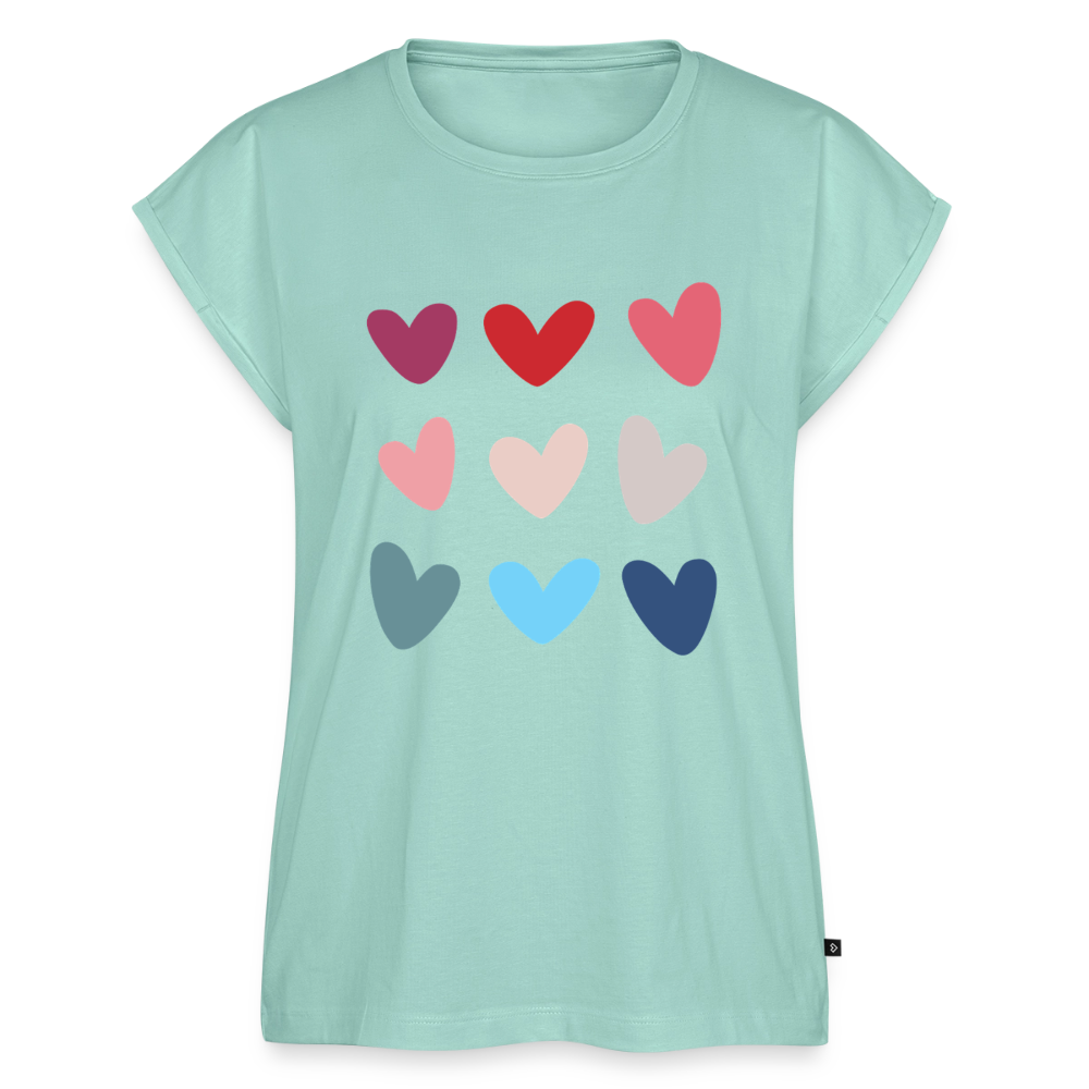Women's Colored Hearts Roll Cuff T-Shirt