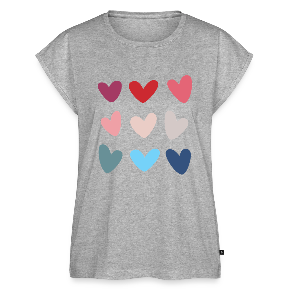 Women's Colored Hearts Roll Cuff T-Shirt