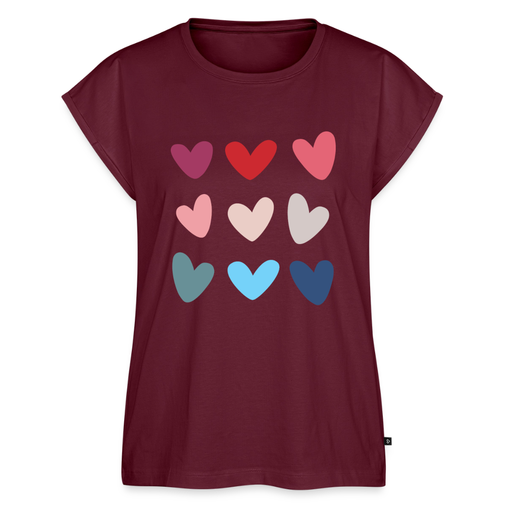 Women's Colored Hearts Roll Cuff T-Shirt