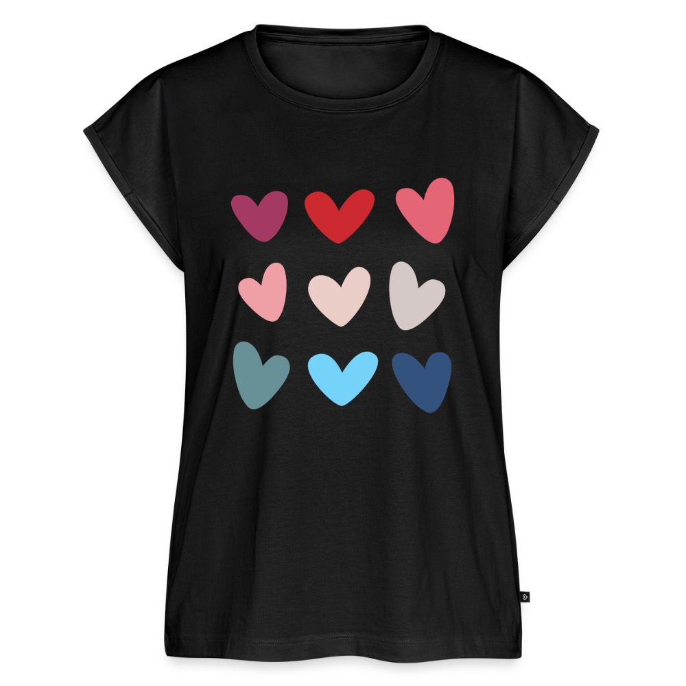 Women's Colored Hearts Roll Cuff T-Shirt