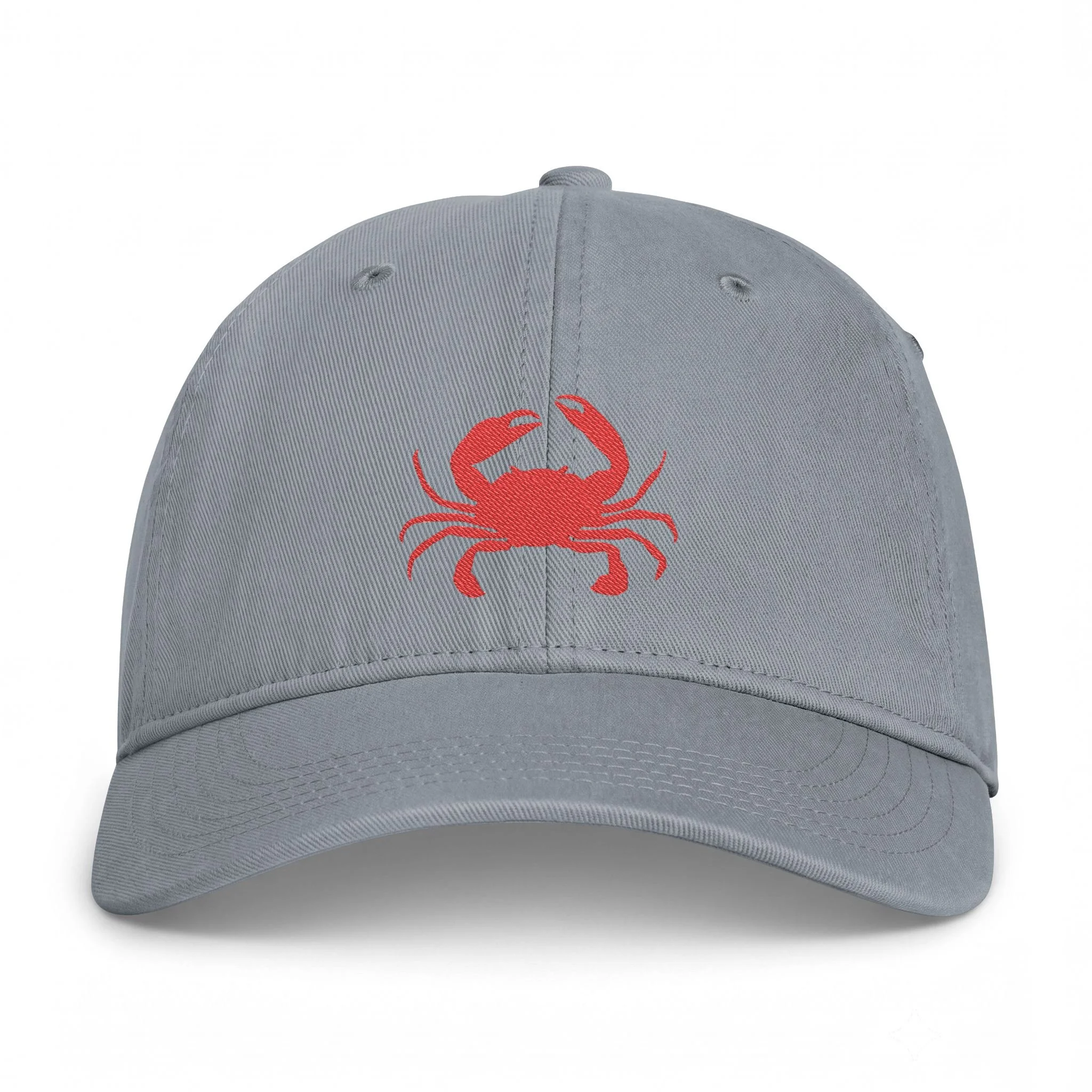 Embroidered Red Crab Coastal Washed Cap