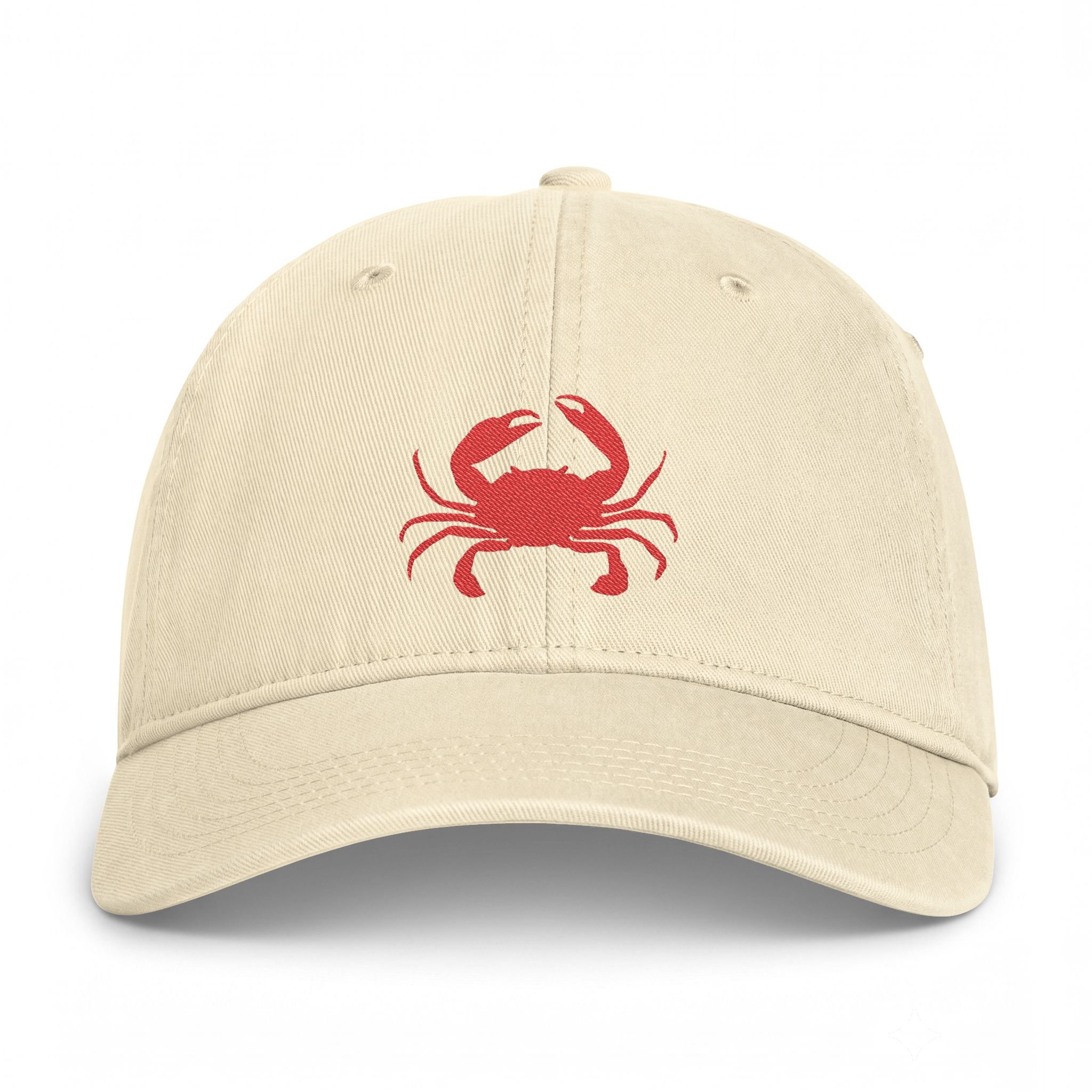 Embroidered Red Crab Coastal Washed Cap