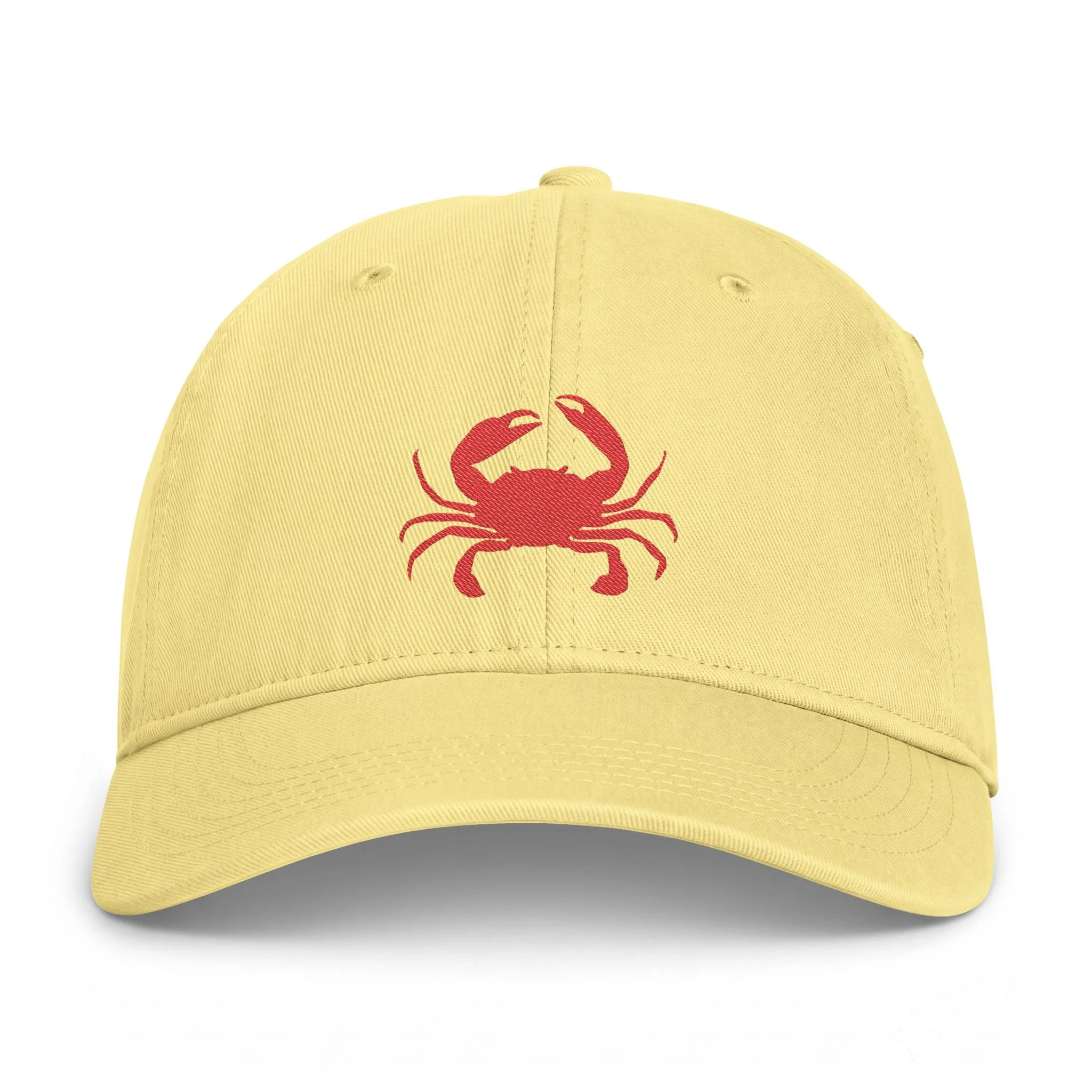 Embroidered Red Crab Coastal Washed Cap