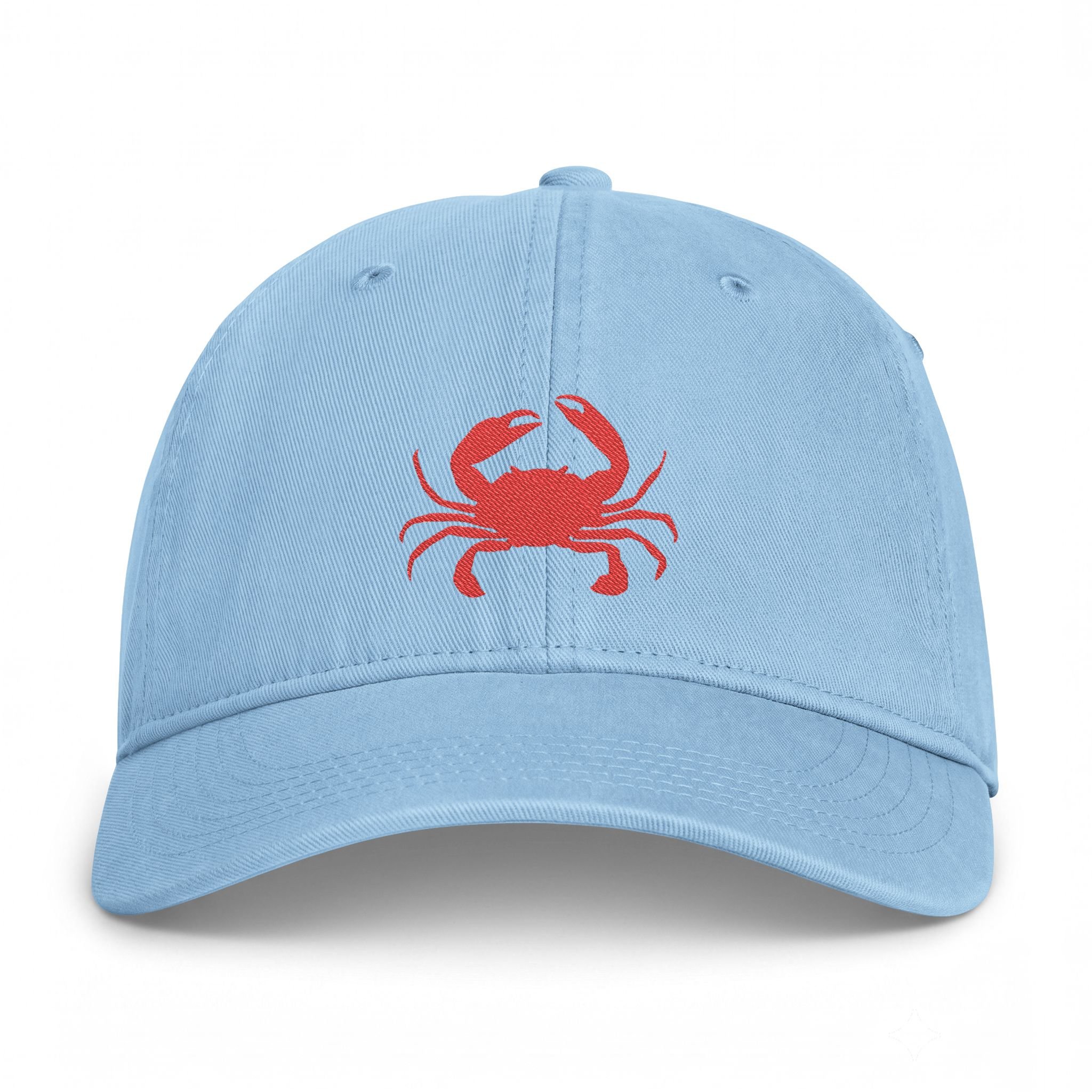 Embroidered Red Crab Coastal Washed Cap